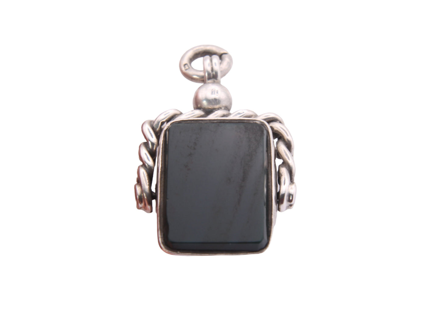 Antique Silver Bloodstone & Carnelian Spinner Pendant Fob