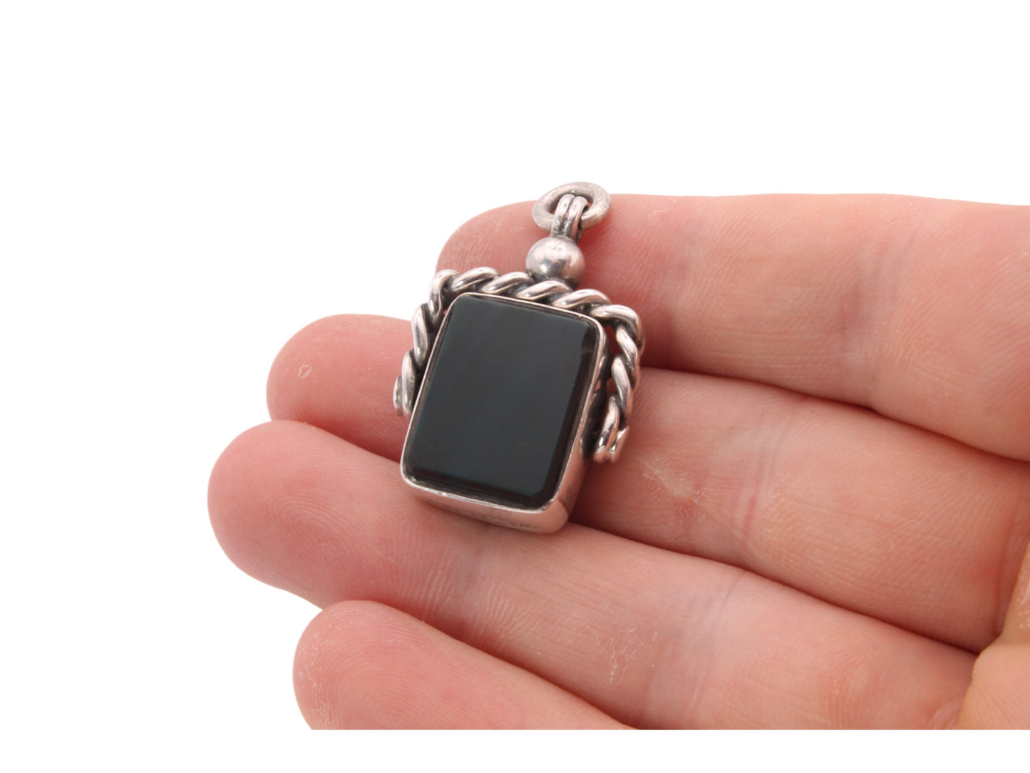 Antique Silver Bloodstone & Carnelian Spinner Pendant Fob