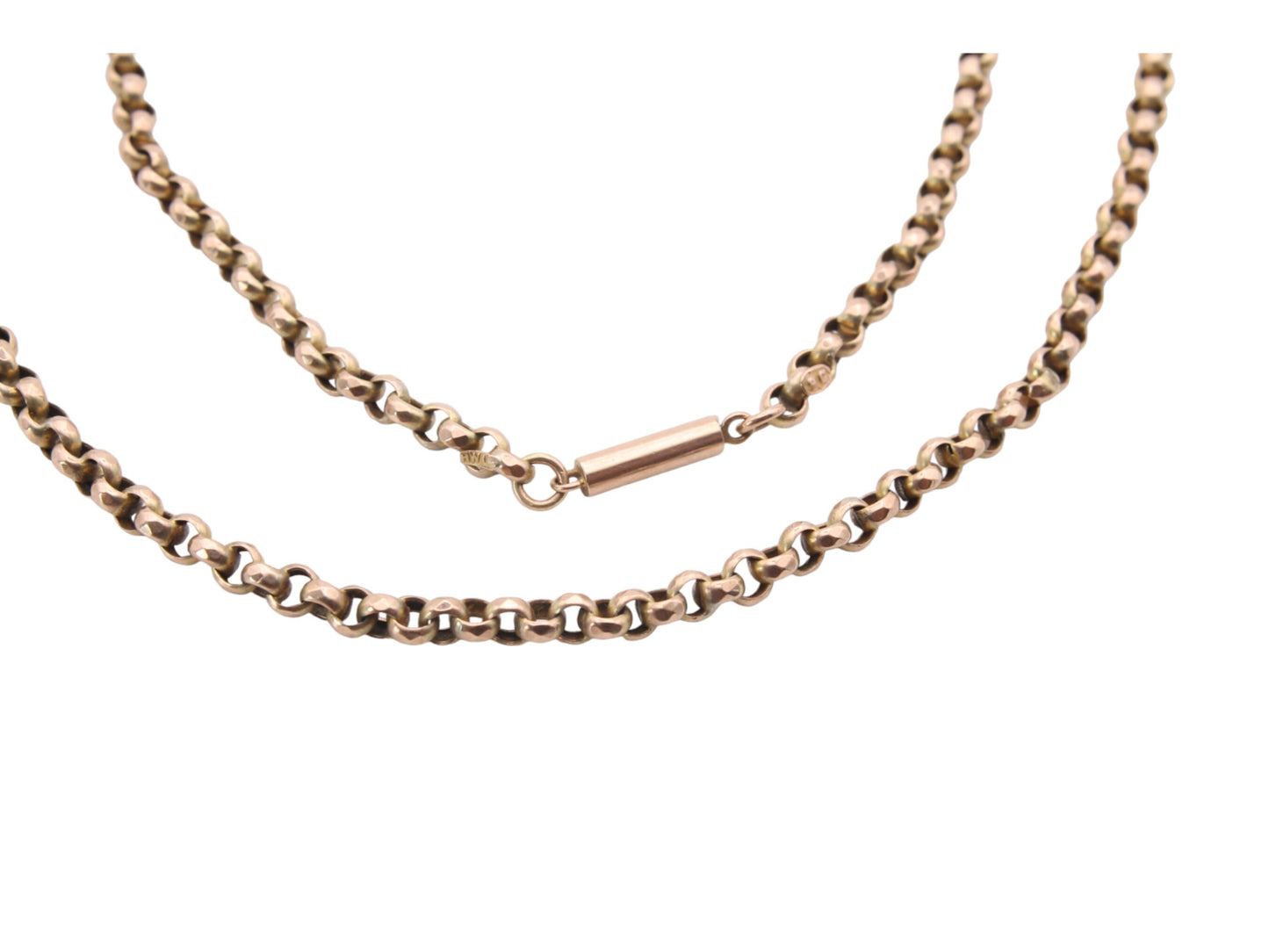 Antique 9ct Gold Faceted Belcher Link Necklace, 18.5"