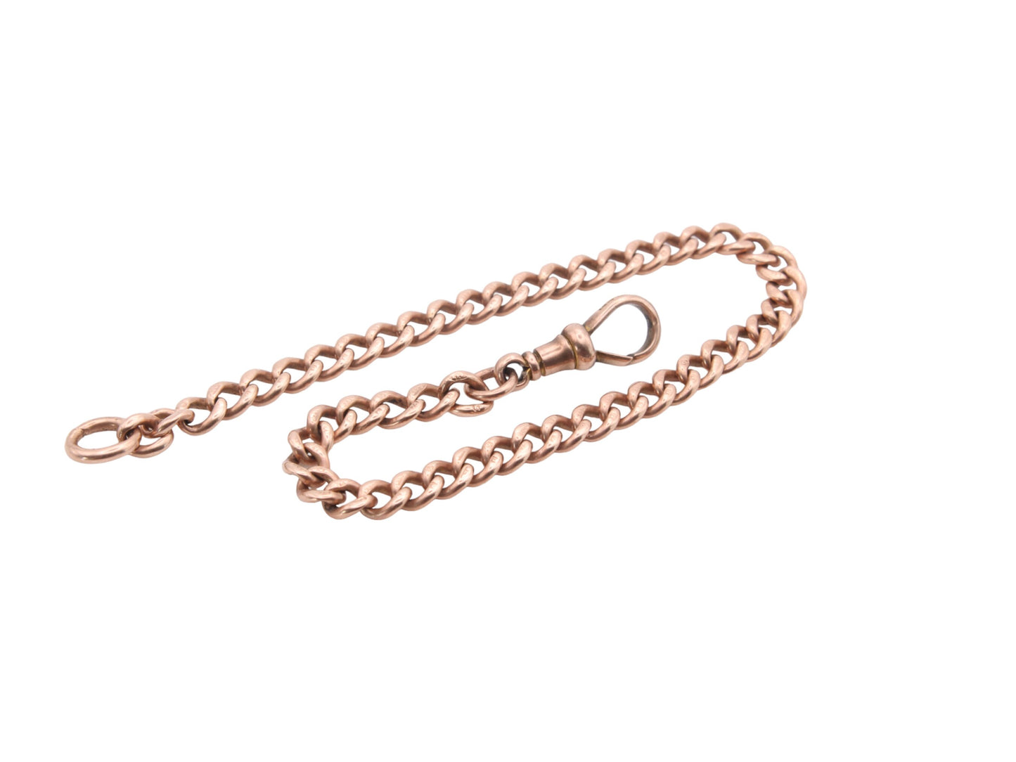 Antique-9ct-Gold-Curb-Link-Bracelet-&-Dog-Clip
