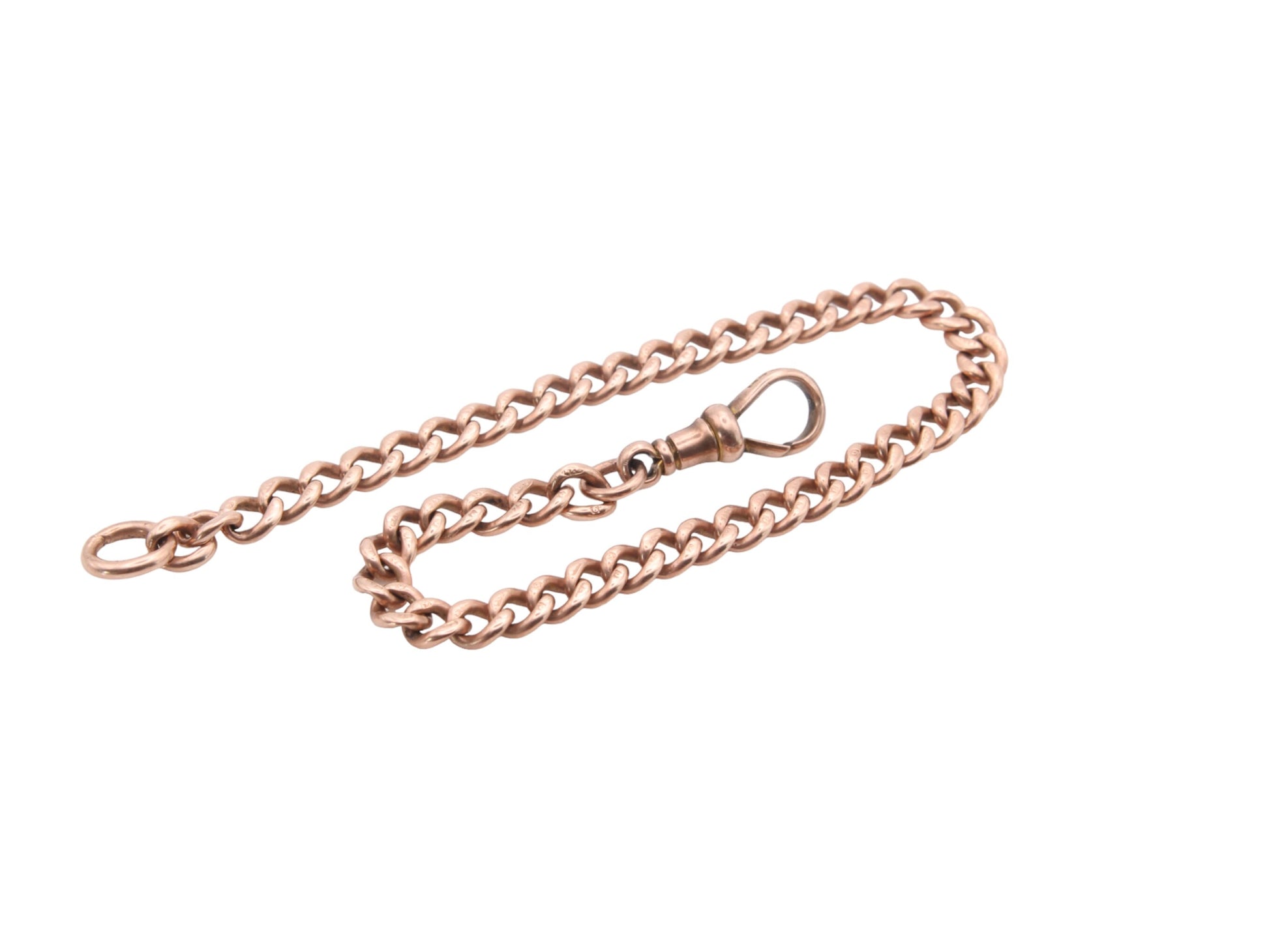 Antique-9ct-Gold-Curb-Link-Bracelet-&-Dog-Clip