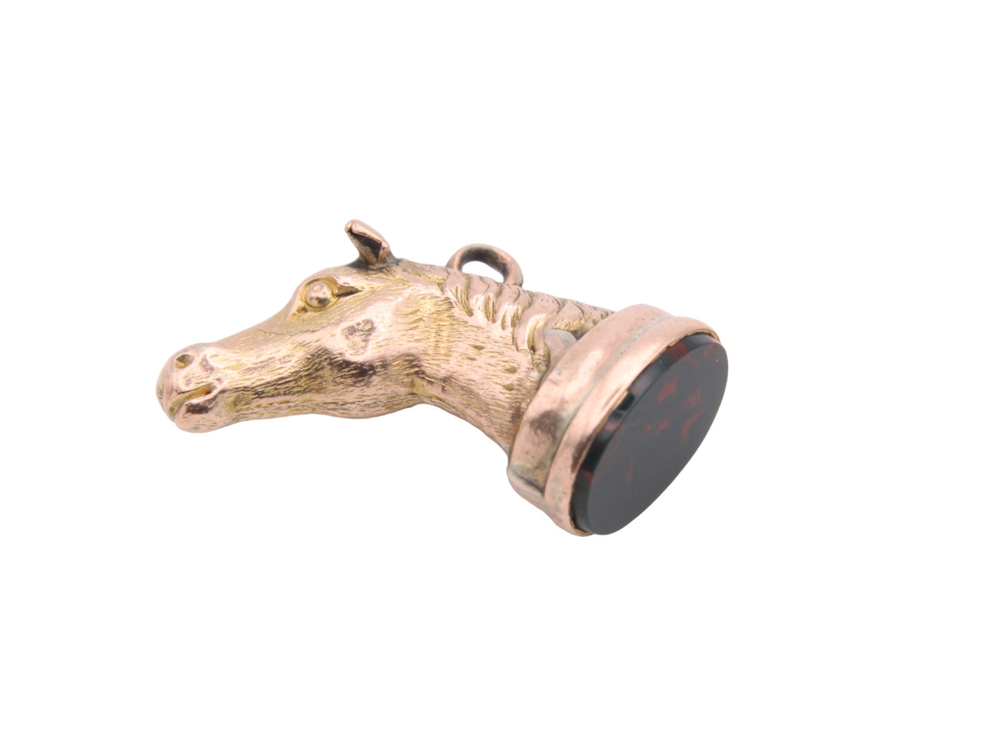 Antique 9ct Gold Horse Head Bloodstone Pendant Fob