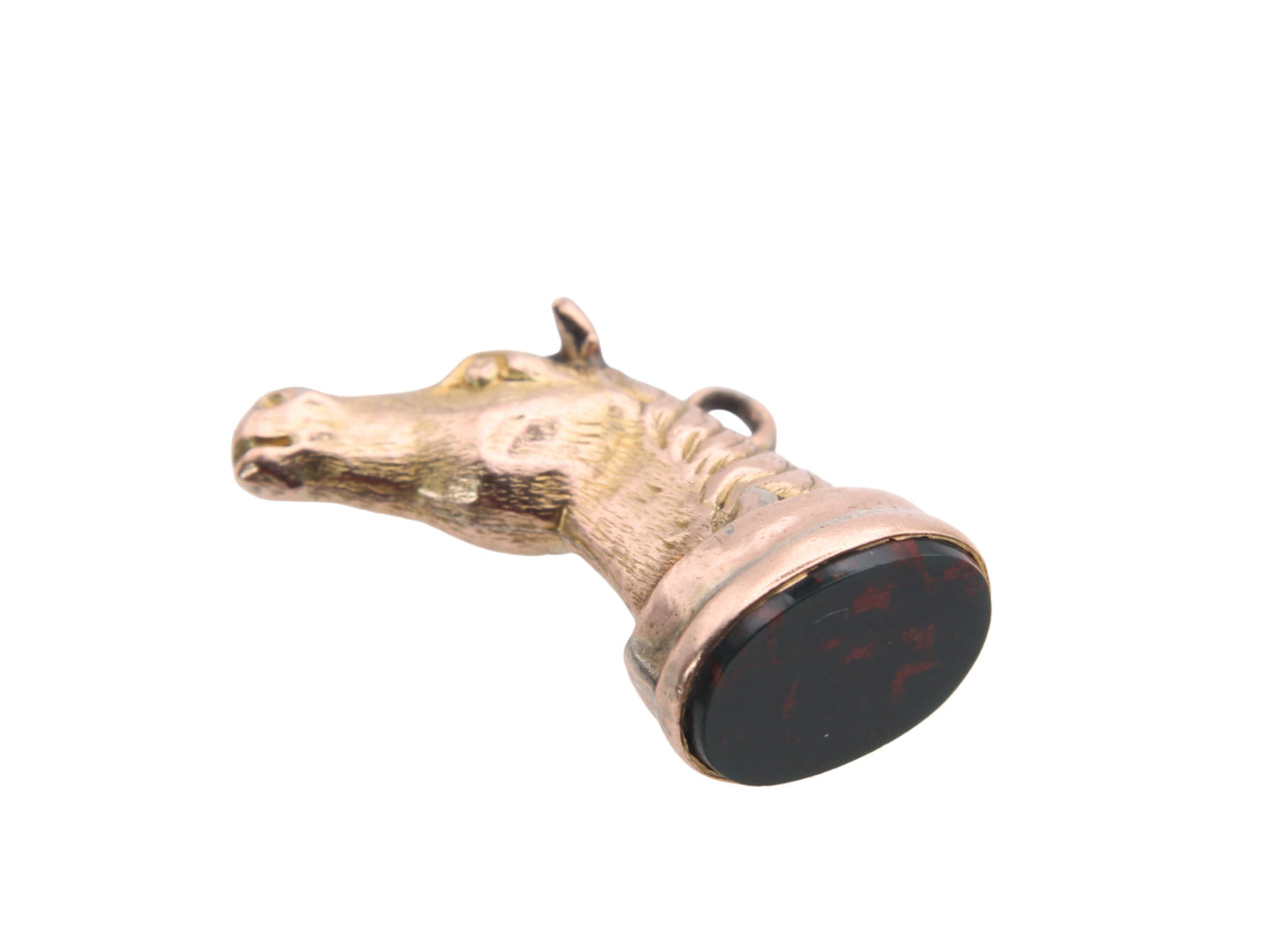 Antique 9ct Gold Horse Head Bloodstone Pendant Fob