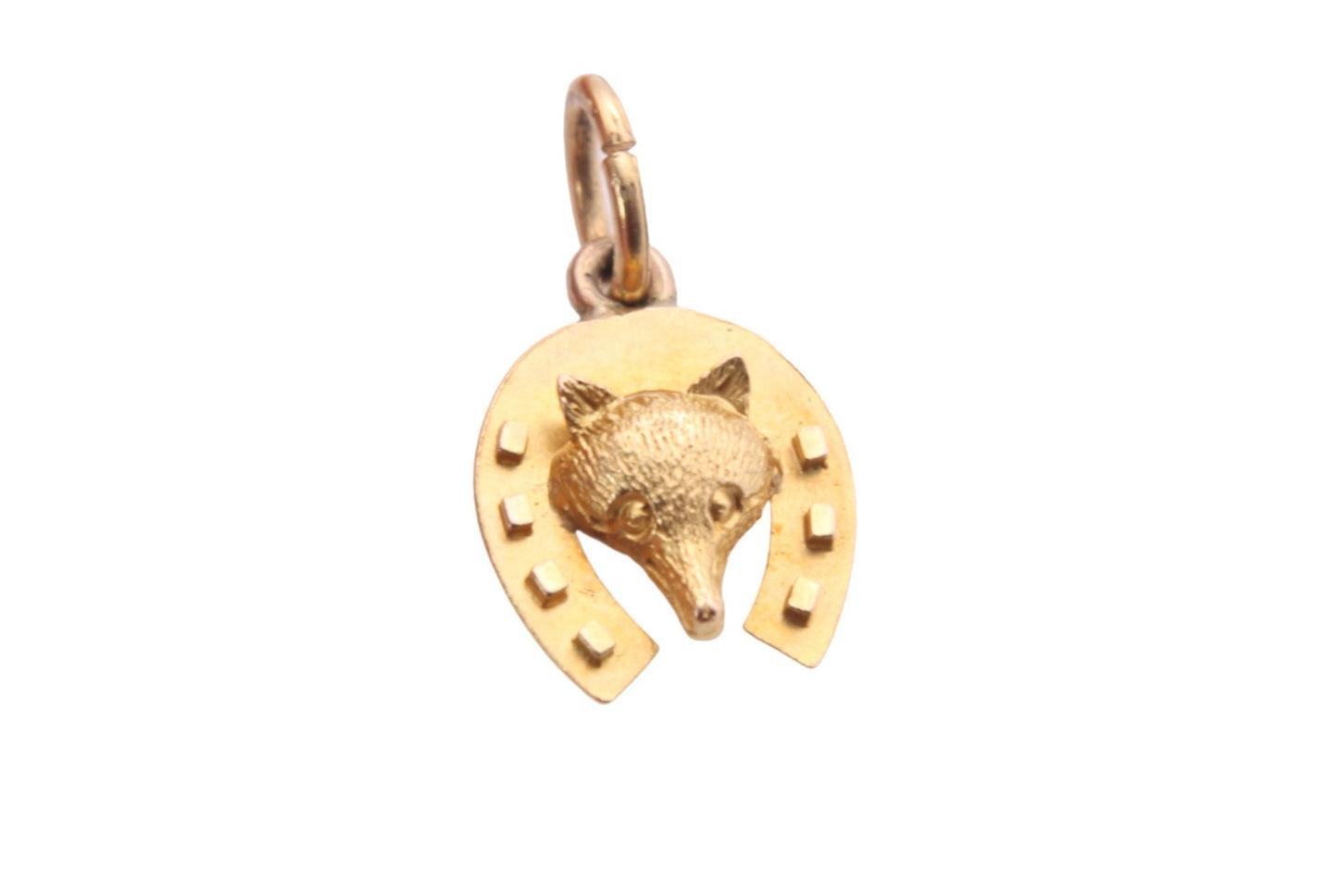 Antique 15ct Gold Fox & Horseshoe Pendant Charm