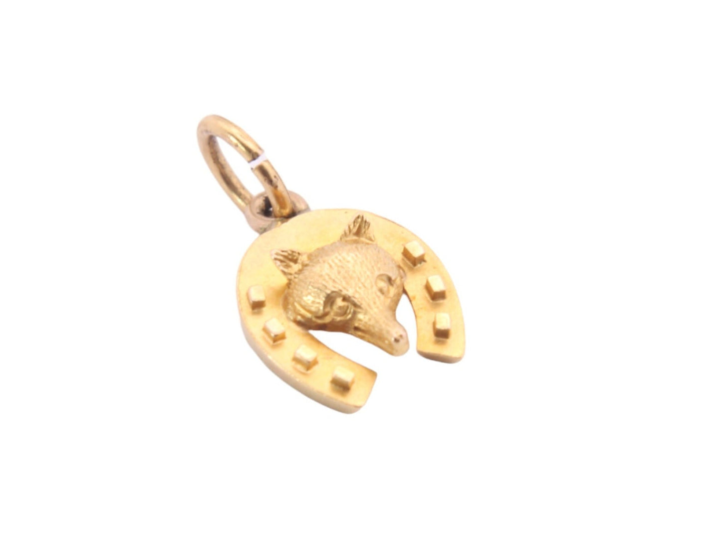 Antique 15ct Gold Fox & Horseshoe Pendant Charm