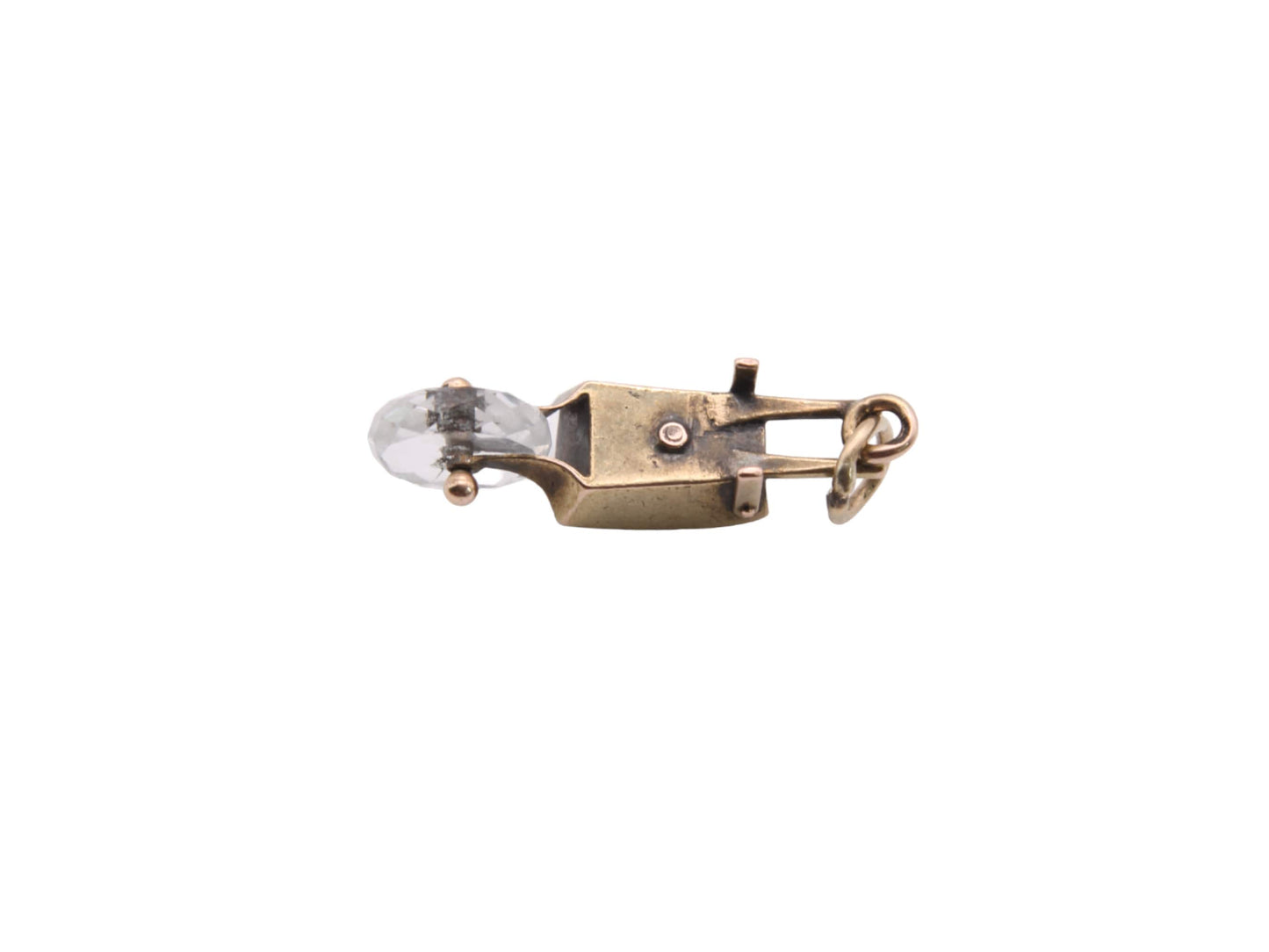 Antique 9ct Gold Lovers Wheelbarrow Heart Enamel Charm Pendant