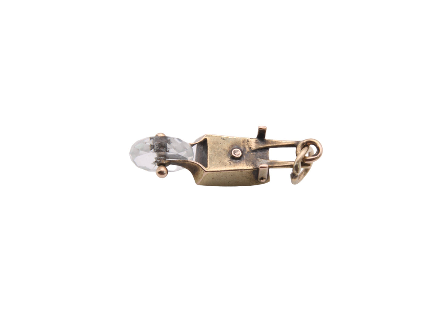 Antique 9ct Gold Lovers Wheelbarrow Heart Enamel Charm Pendant