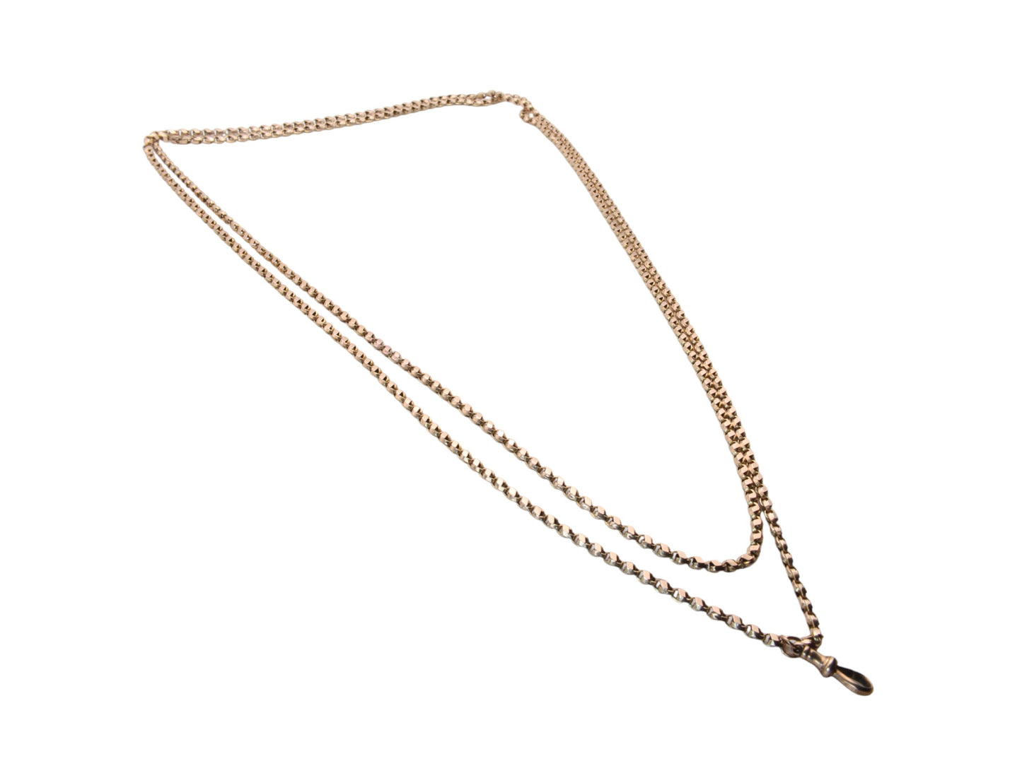 Antique 9ct Gold Tulip Link Long Guard Chain Necklace, 58"