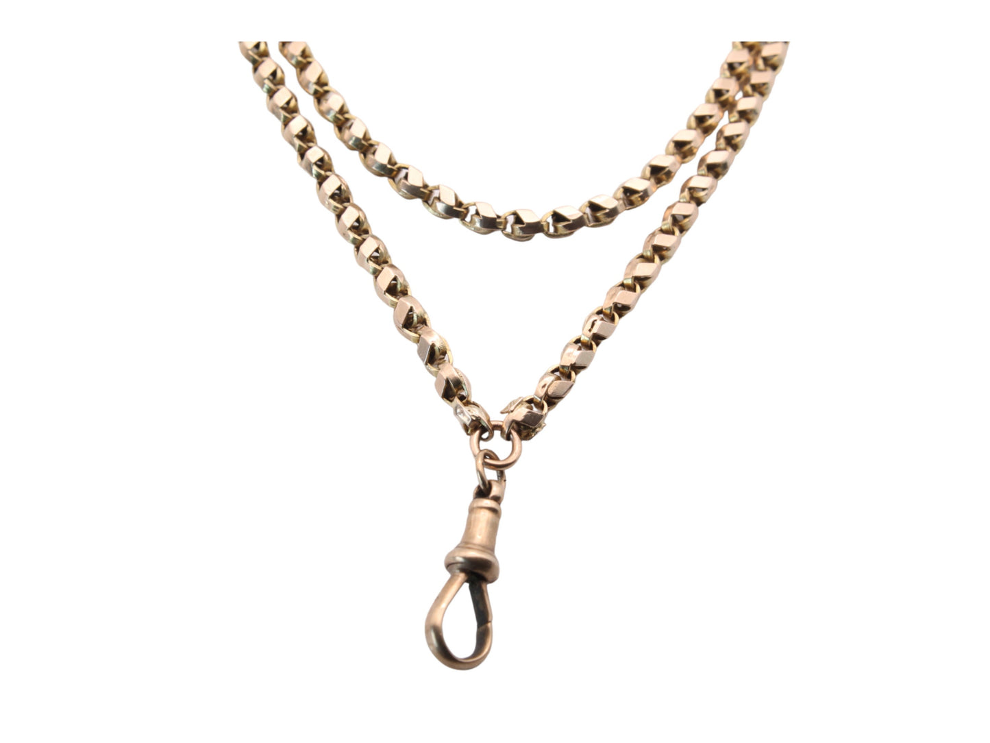 Antique 9ct Gold Tulip Link Long Guard Chain Necklace, 58"