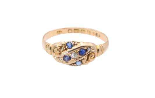 Antique Edwardian 18ct Gold Sapphire & Diamond Ring