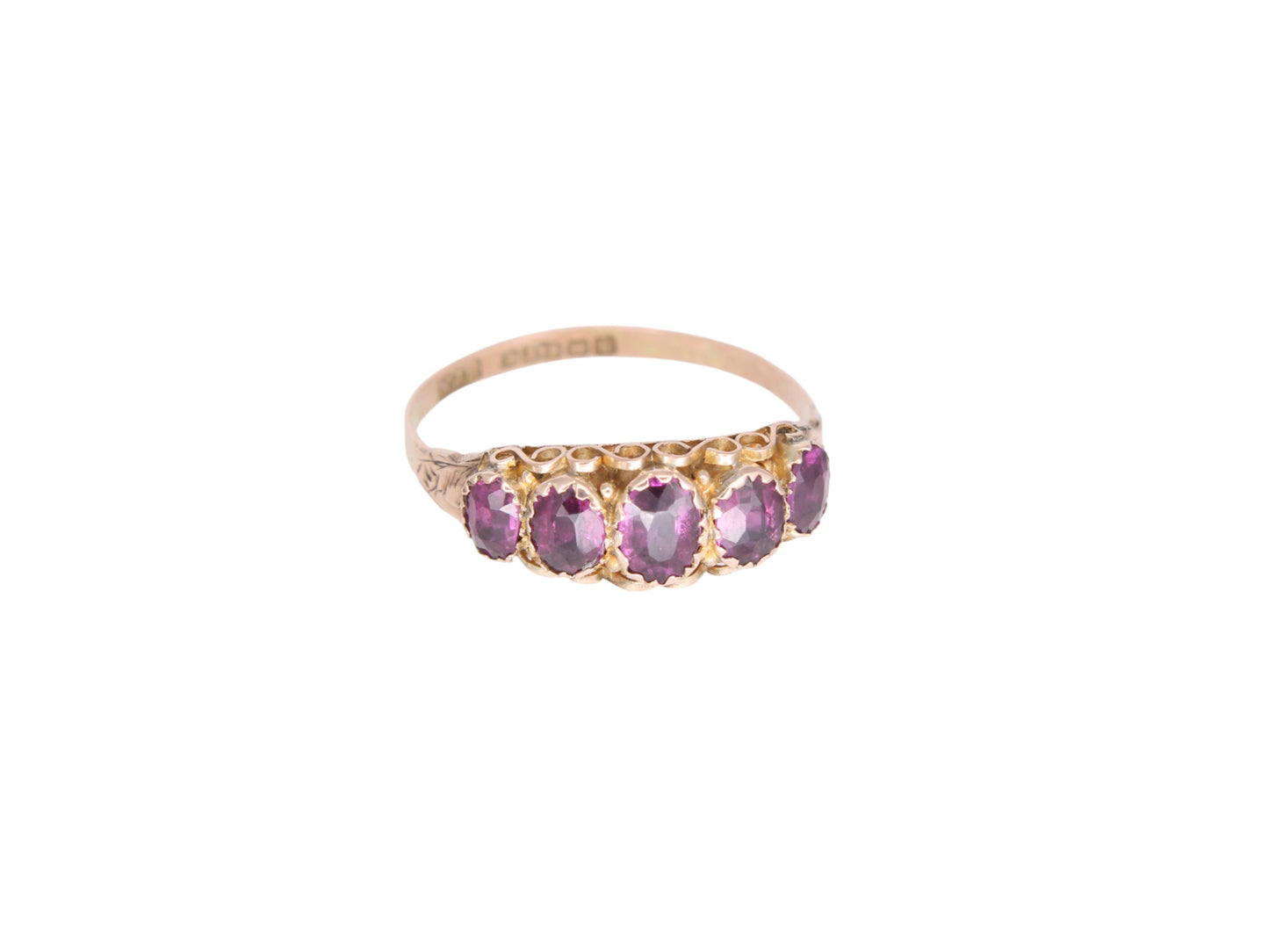 Antique 9ct Gold Purple Garnet Ring