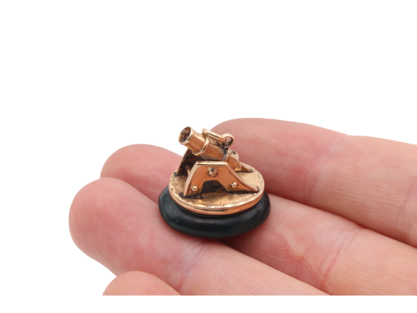 Antique Victorian 9ct Gold Bloodstone Cannon Fob Pendant