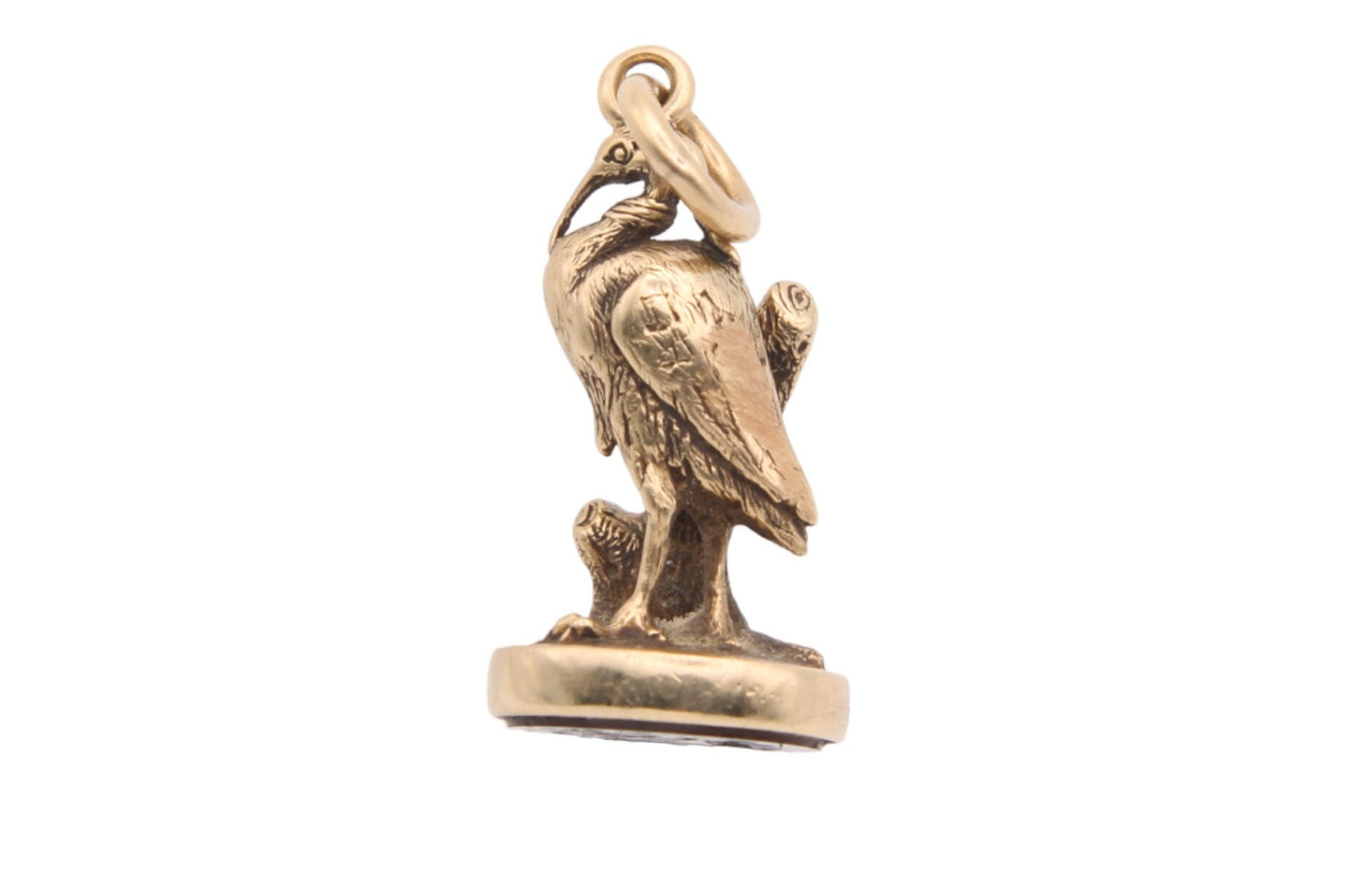 Antique 18ct Gold Stork Intaglio Carnelian Pendant Seal