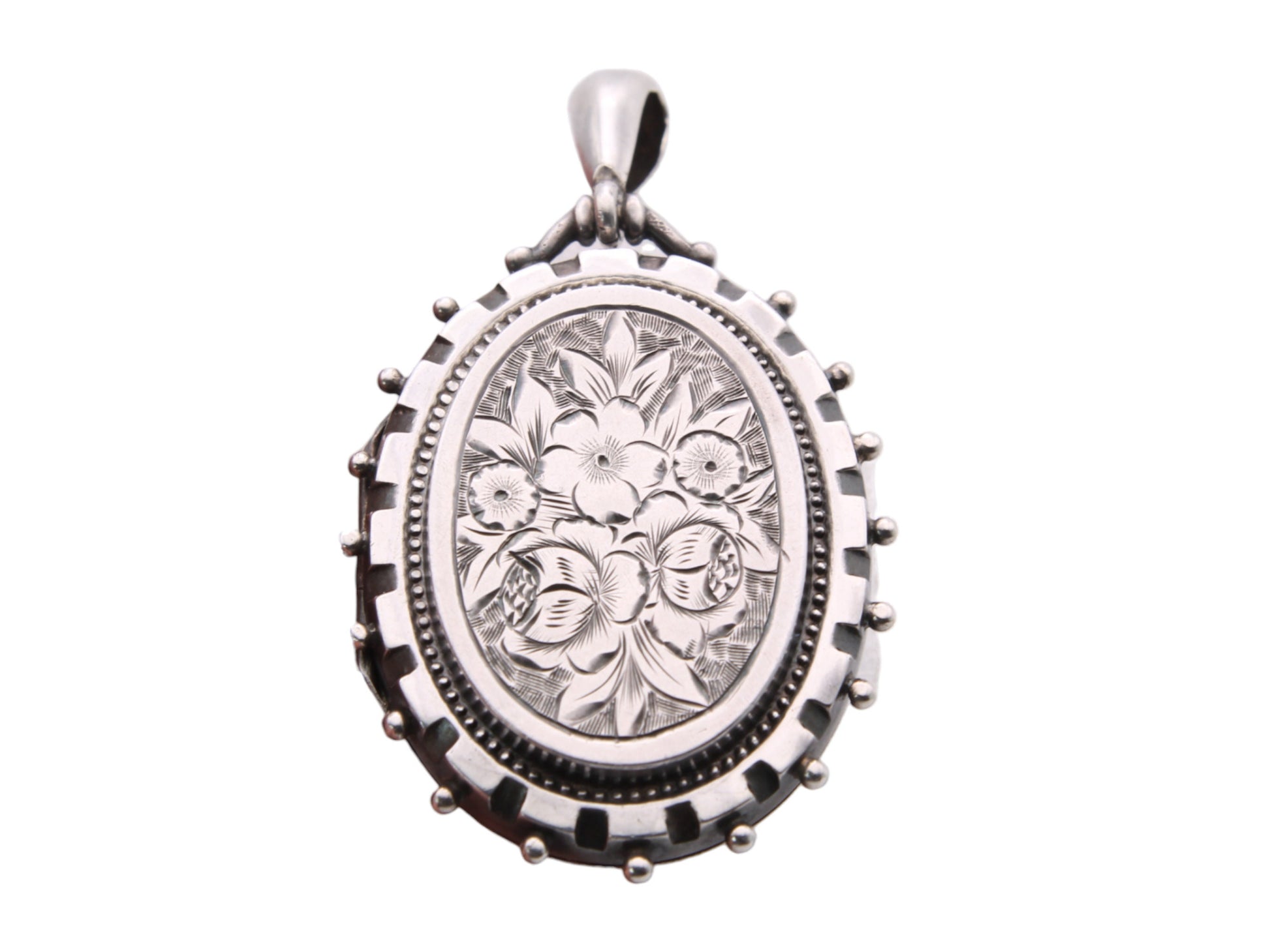 Antique-Victorian-Forget-Me-Not-Silver-Locket,-1881