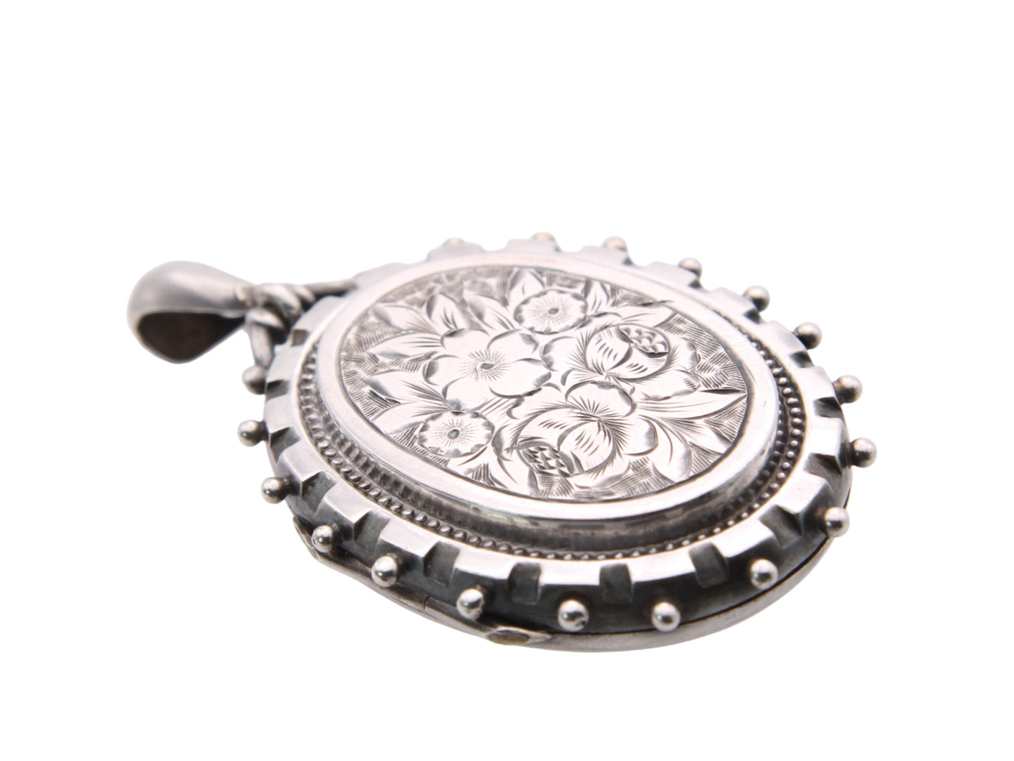 Antique Victorian Forget Me Not Silver Locket, 1881