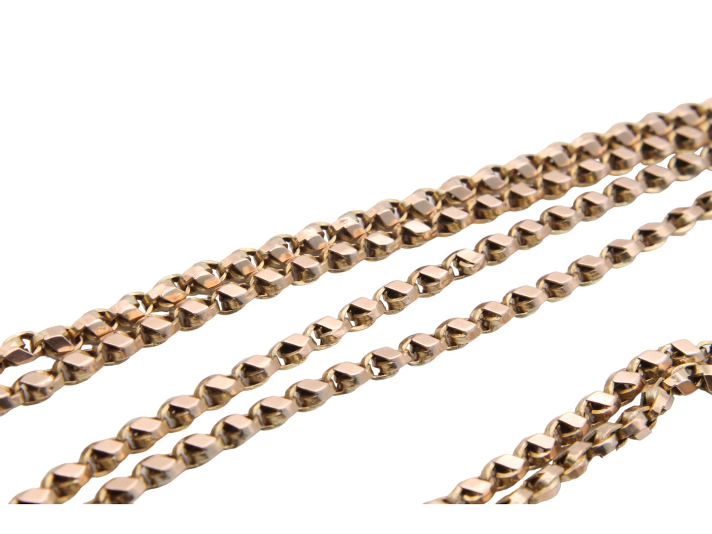 Antique 9ct Gold Tulip Link Long Guard Chain Necklace, 58"