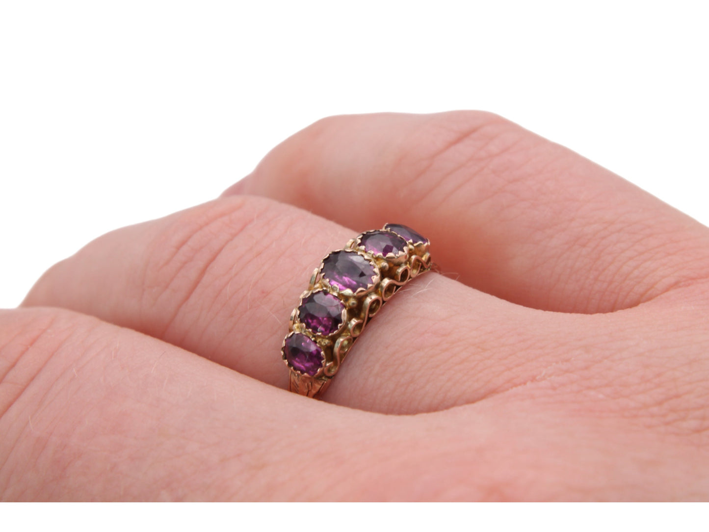 Antique 9ct Gold Purple Garnet Ring