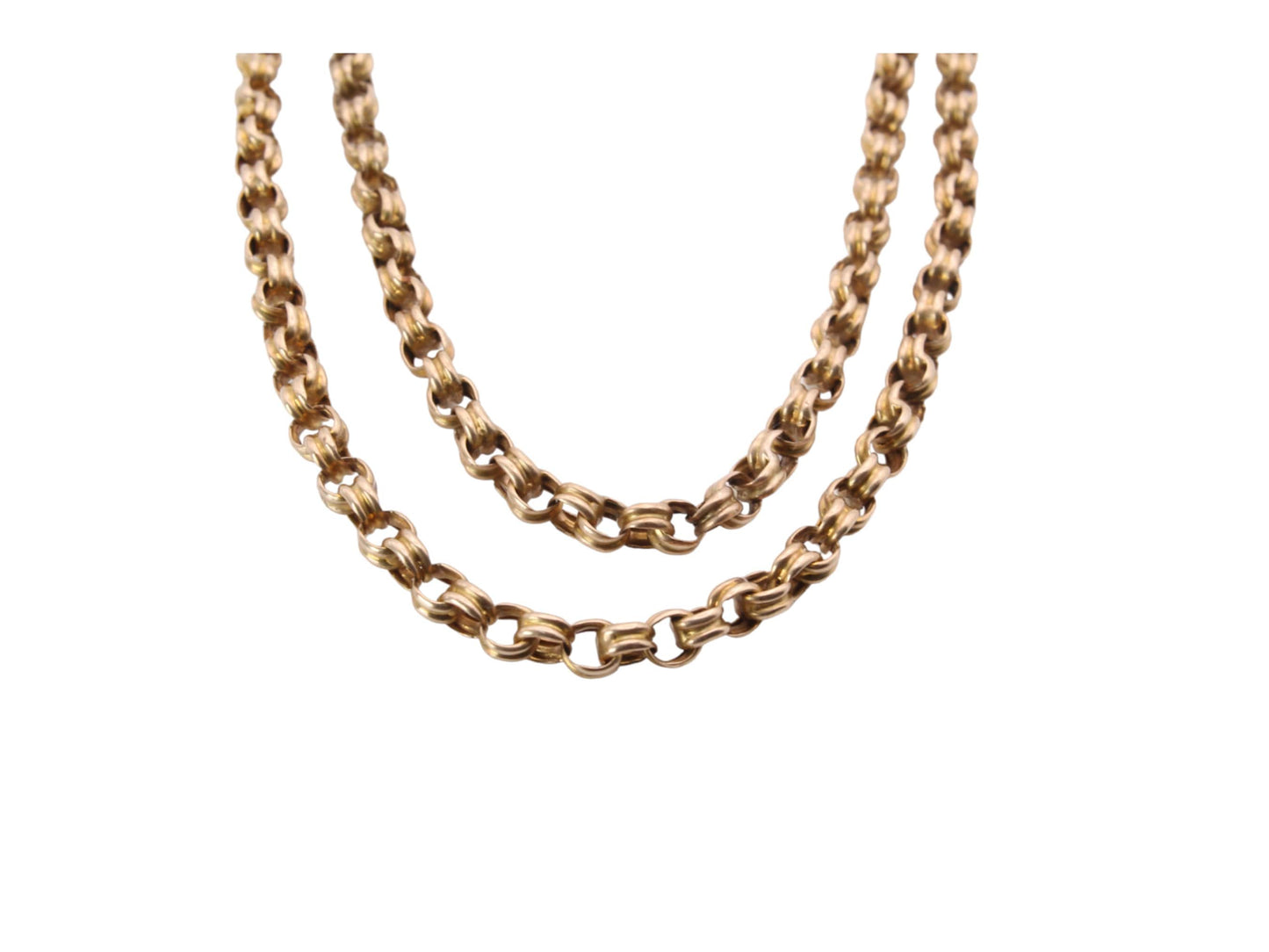 Antique 9ct Gold Ribbed Belcher Necklace Chain, 29"