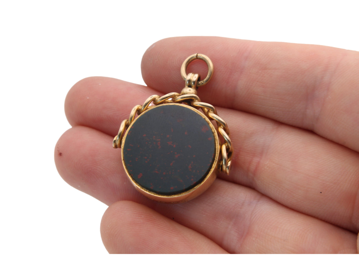 Antique 18ct Gold Compass Bloodstone Spinner Pendant Fob