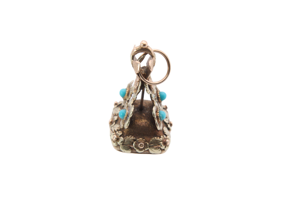 Antique Georgian Regency Period 15ct Gold Forget Me Not Intaglio Pendant
