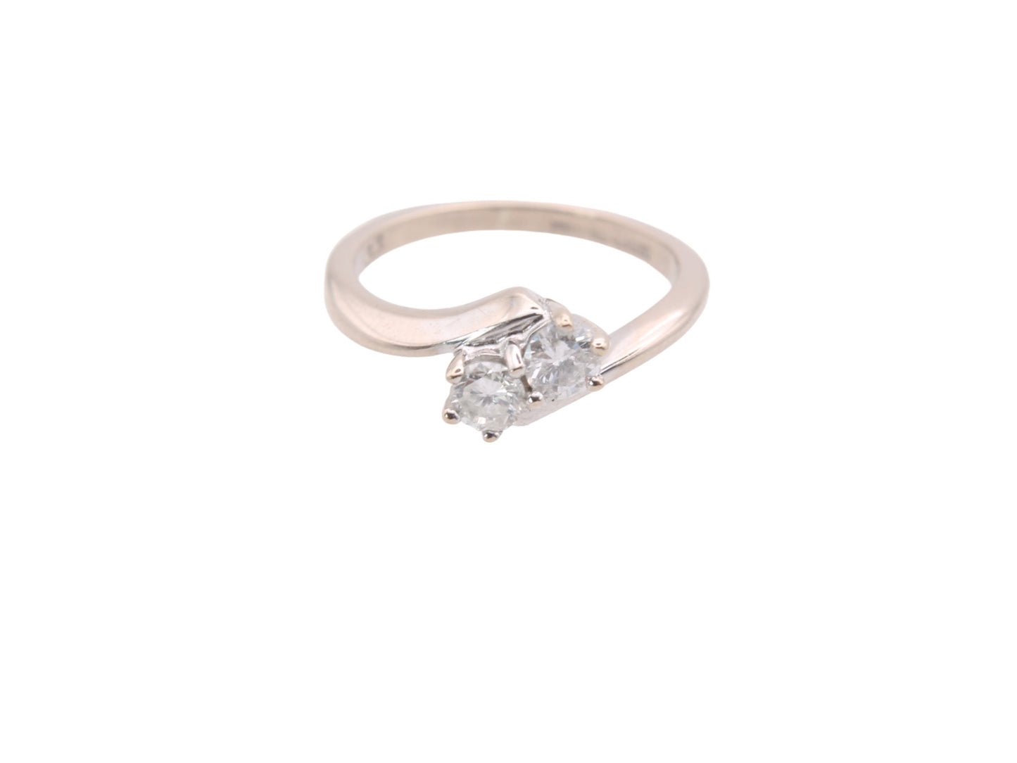 Vintage 18ct White Gold Toi et Moi Diamond Ring, .33ct