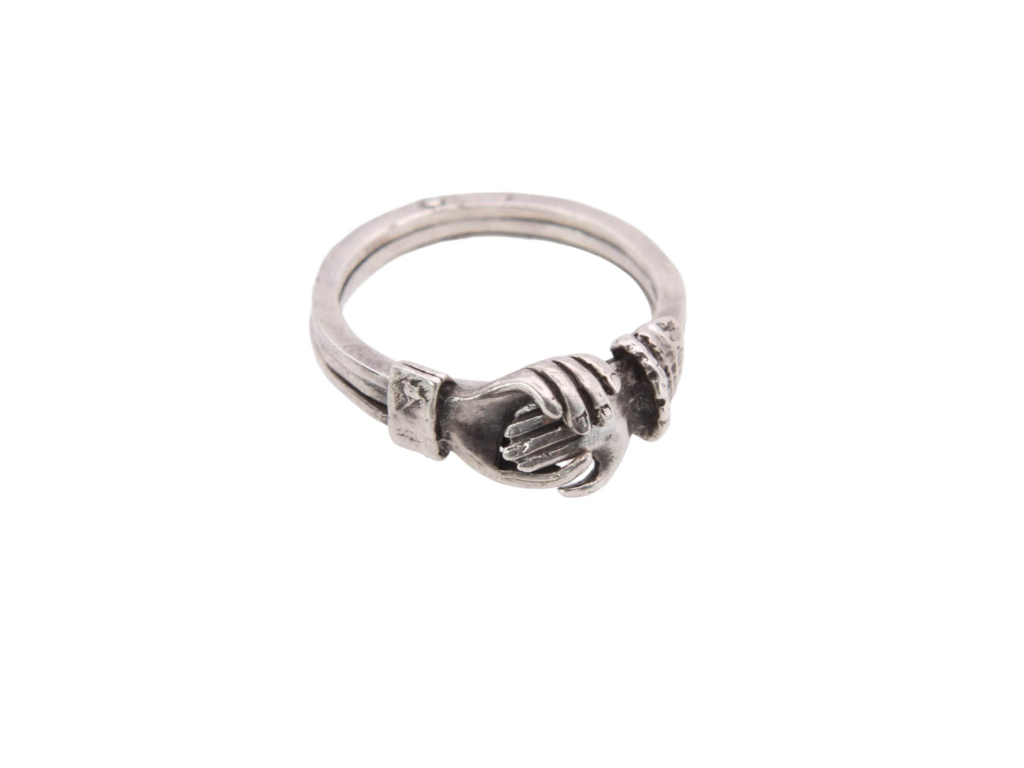 Vintage Sterling Silver Opening Hands Heart Gimmel Ring