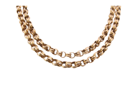 Antique 9ct Gold Ribbed Belcher Necklace Chain, 29"