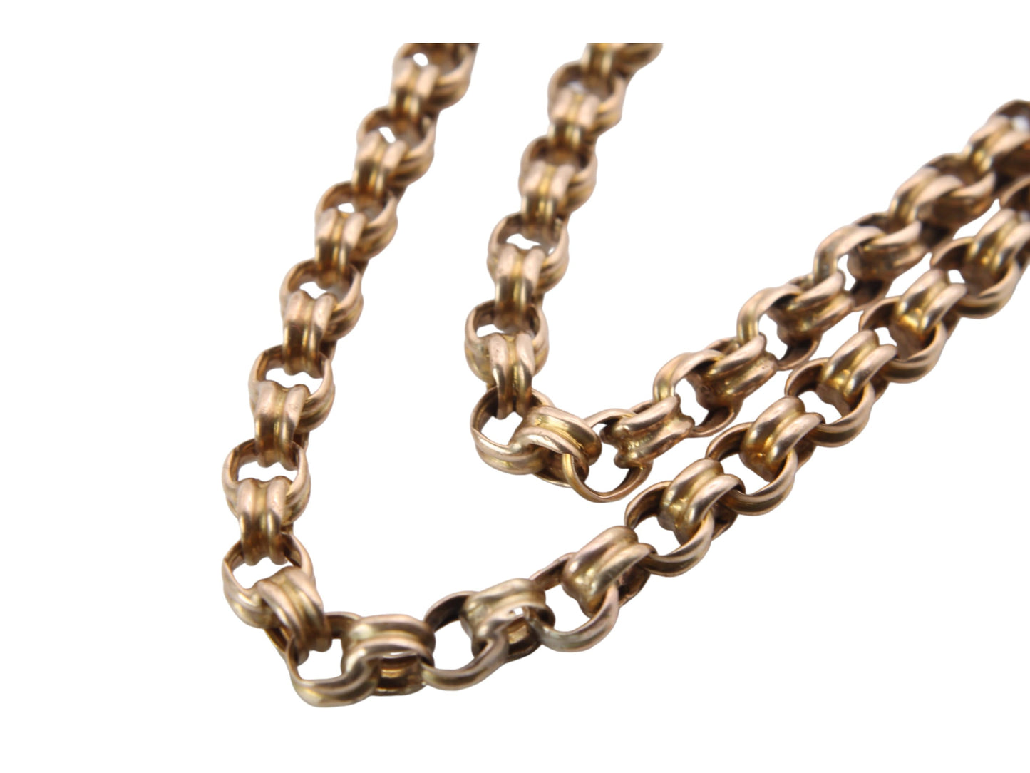 Antique 9ct Gold Ribbed Belcher Necklace Chain, 29"