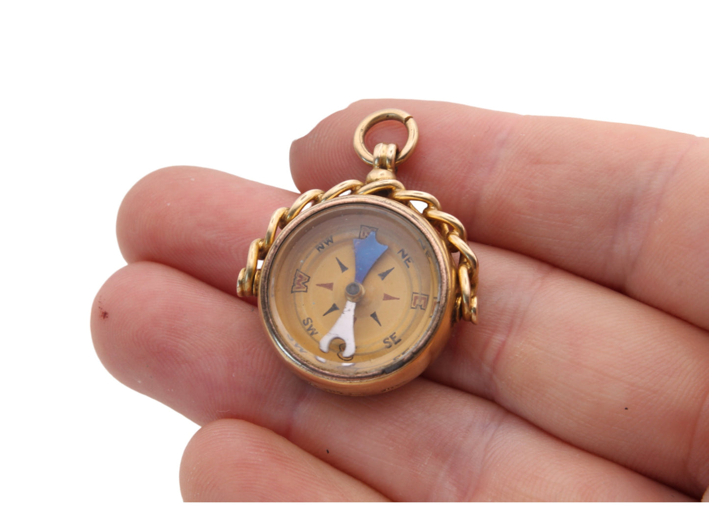 Antique 18ct Gold Compass Bloodstone Spinner Pendant Fob