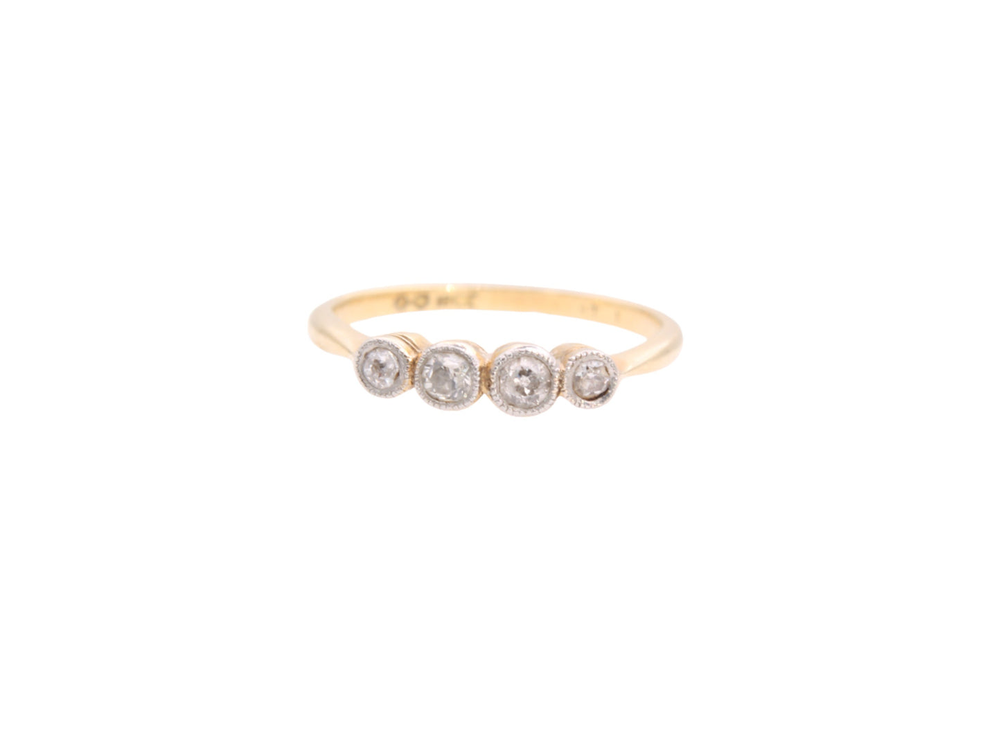 Antique Art Deco 18ct Gold & Platinum Bezel Set Diamond Ring, 0.20ctw