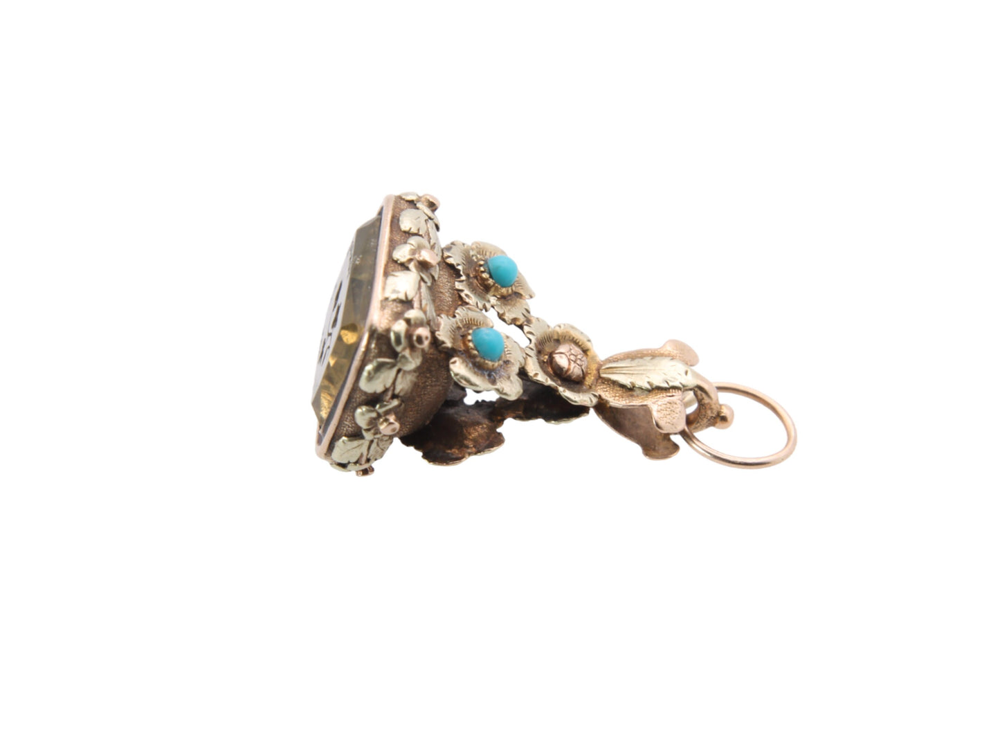 Antique Georgian Regency Period 15ct Gold Forget Me Not Intaglio Pendant