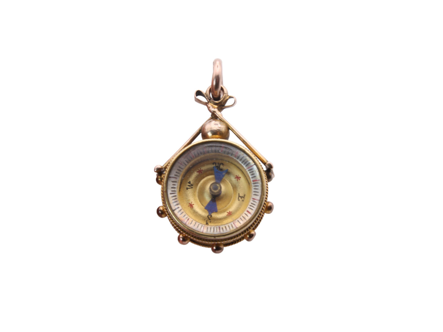 Antique 9ct Gold Essex Crystal Horse Scene With Compass pendant, 1893