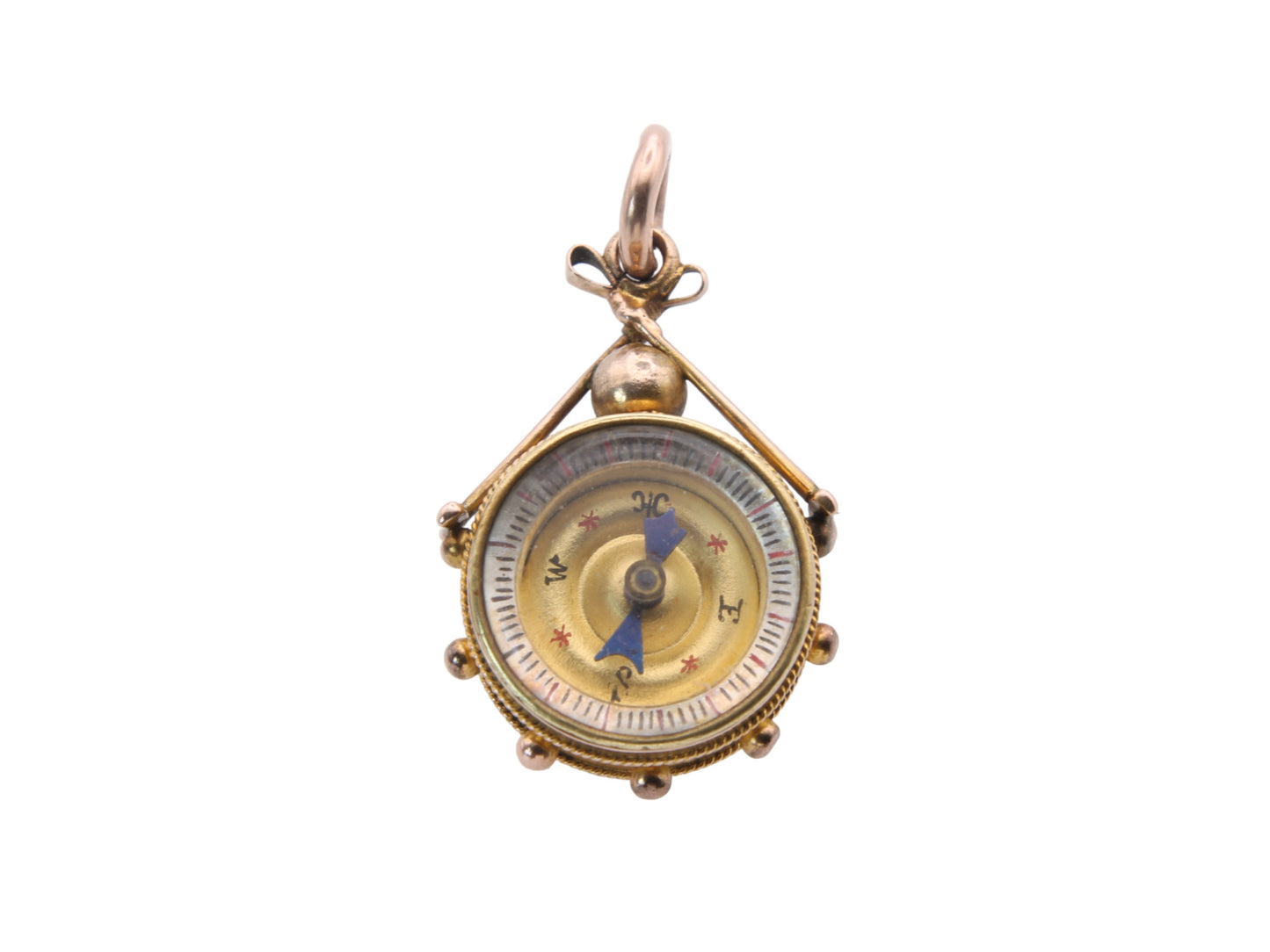 Antique 9ct Gold Essex Crystal Horse Scene With Compass pendant, 1893