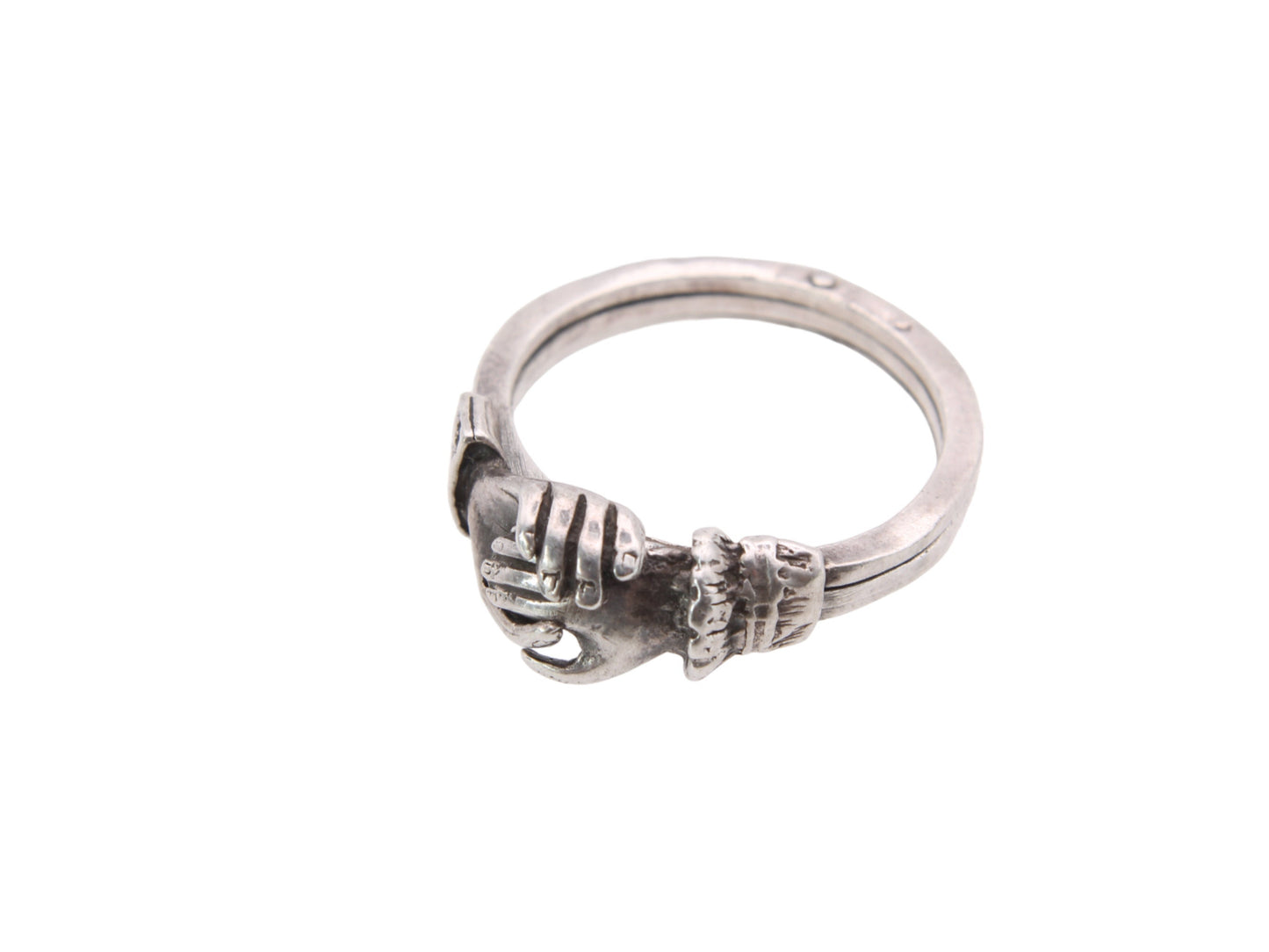 Vintage Sterling Silver Opening Hands Heart Gimmel Ring
