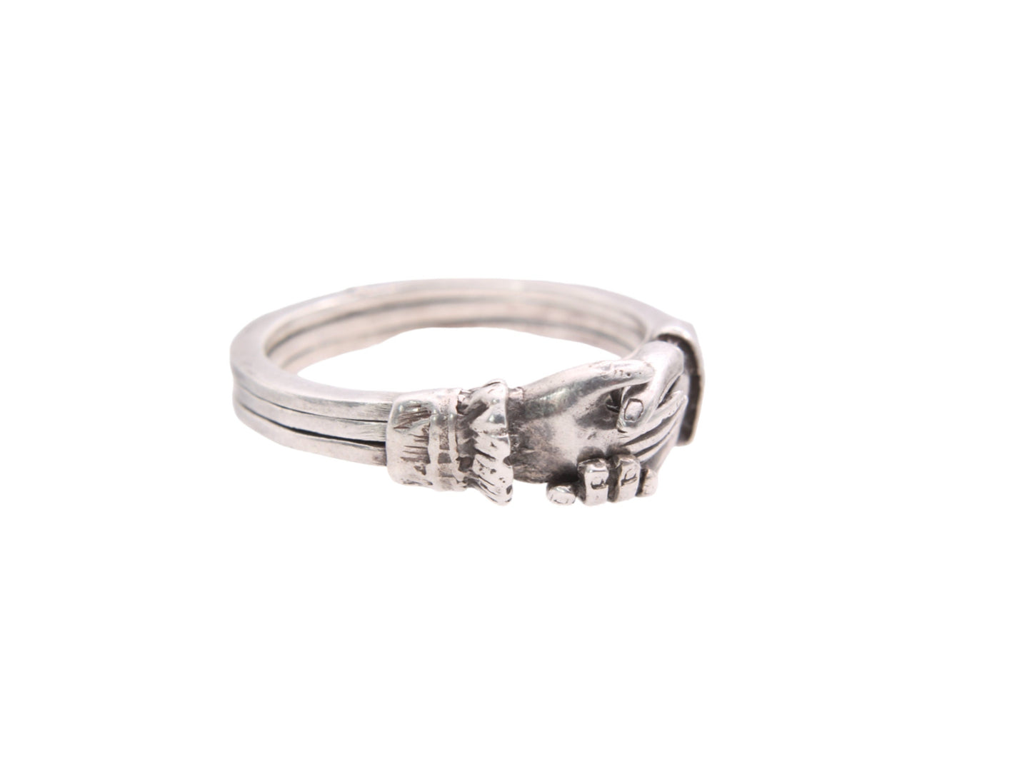 Vintage-Sterling-Silver-Opening-Hands-Heart-Gimmel-Ring