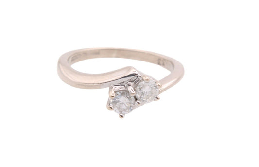 Vintage 18ct White Gold Toi et Moi Diamond Ring, .33ct