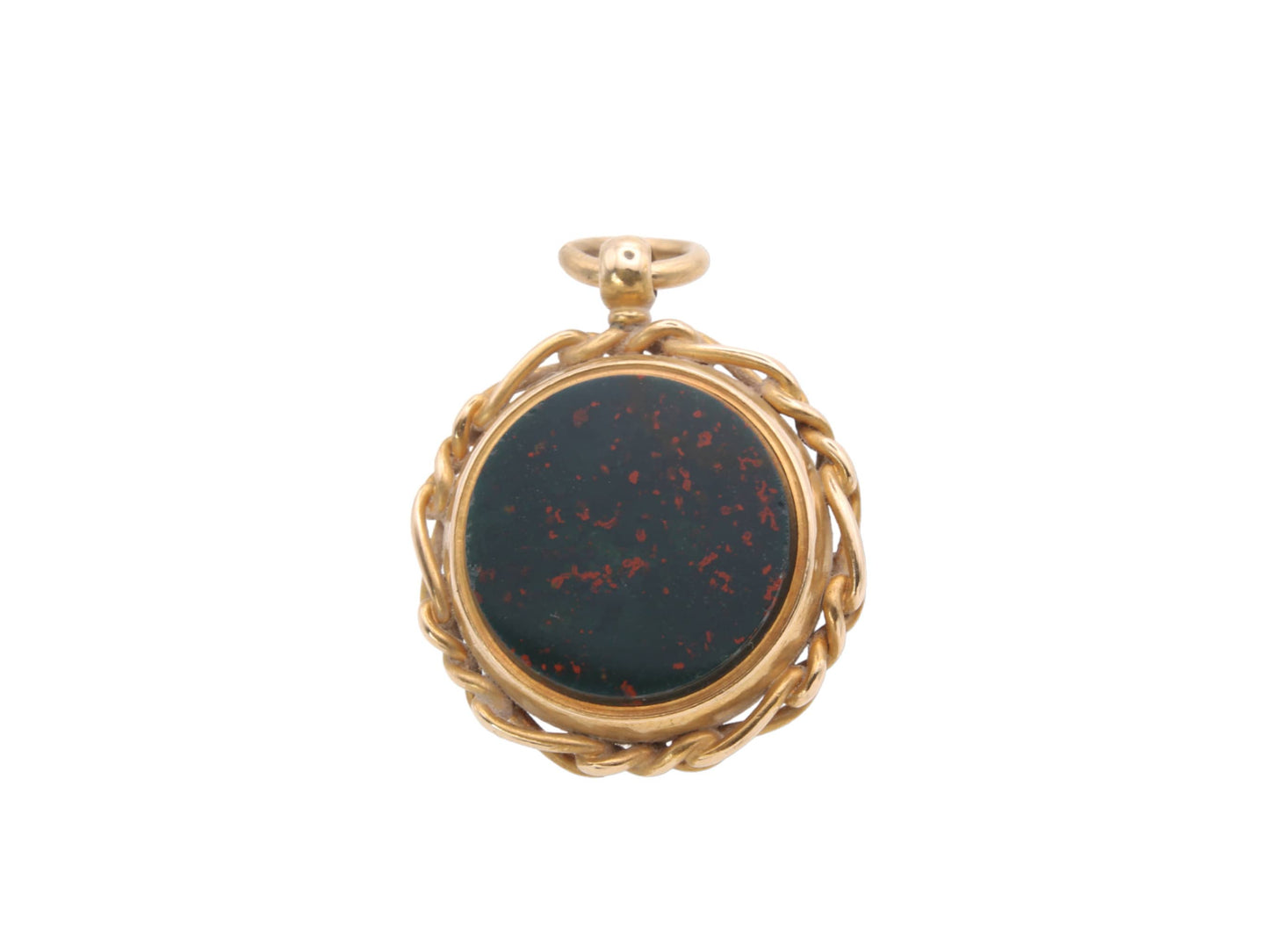 Antique 18ct Gold Bloodstone Compass Pendant Fob, 1890