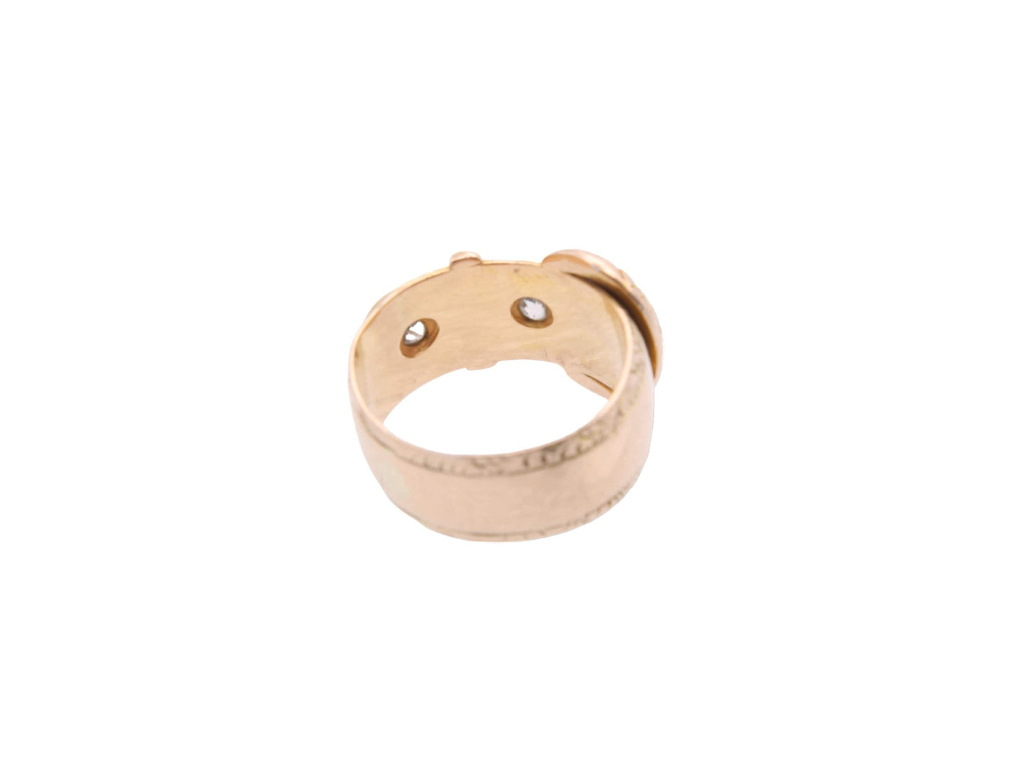 Antique Edwardian 18ct Gold Diamond Gypsy Buckle Ring - 1908