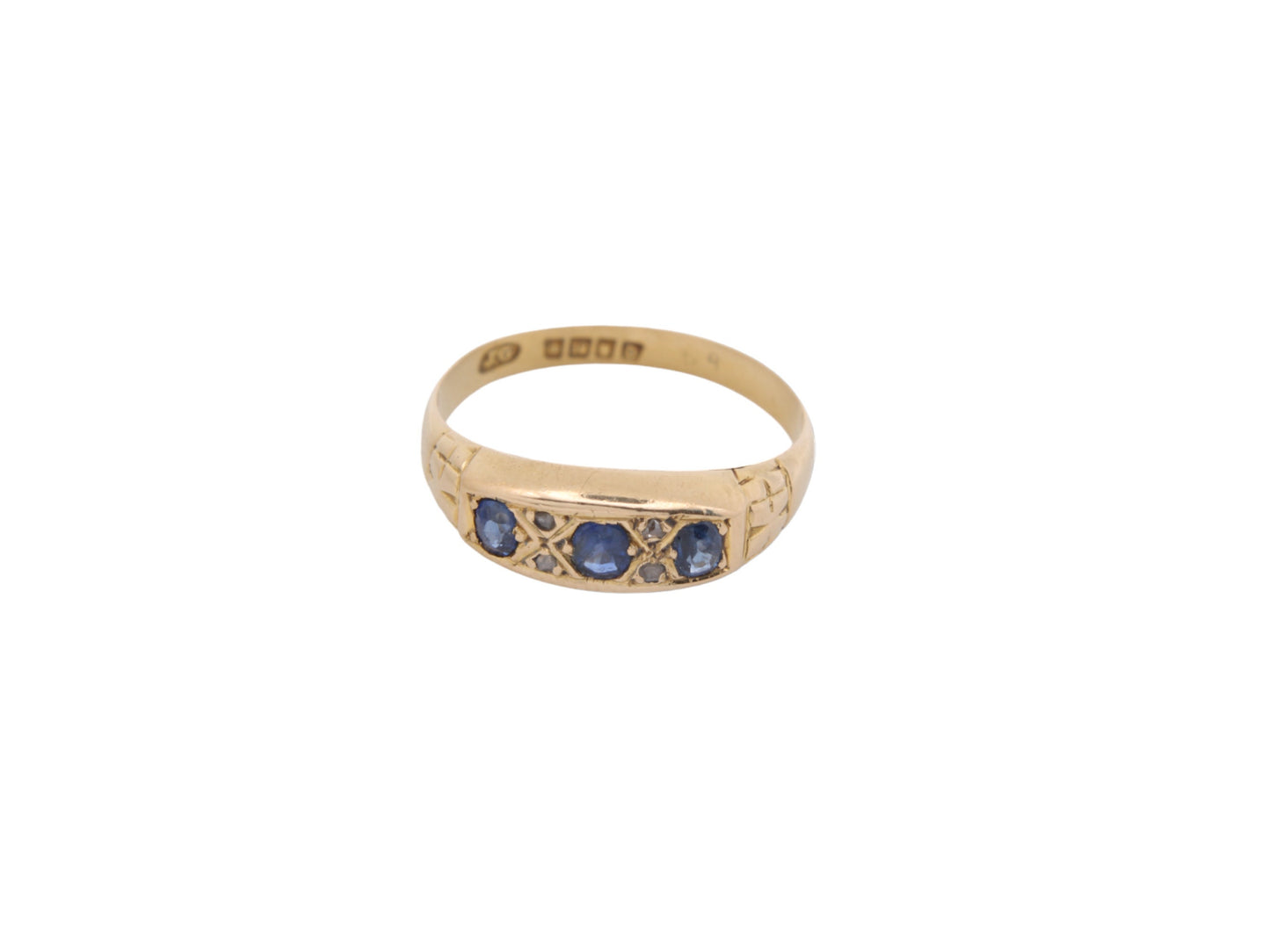 Antique 18ct Gold Sapphire & Diamond Ring - 1929