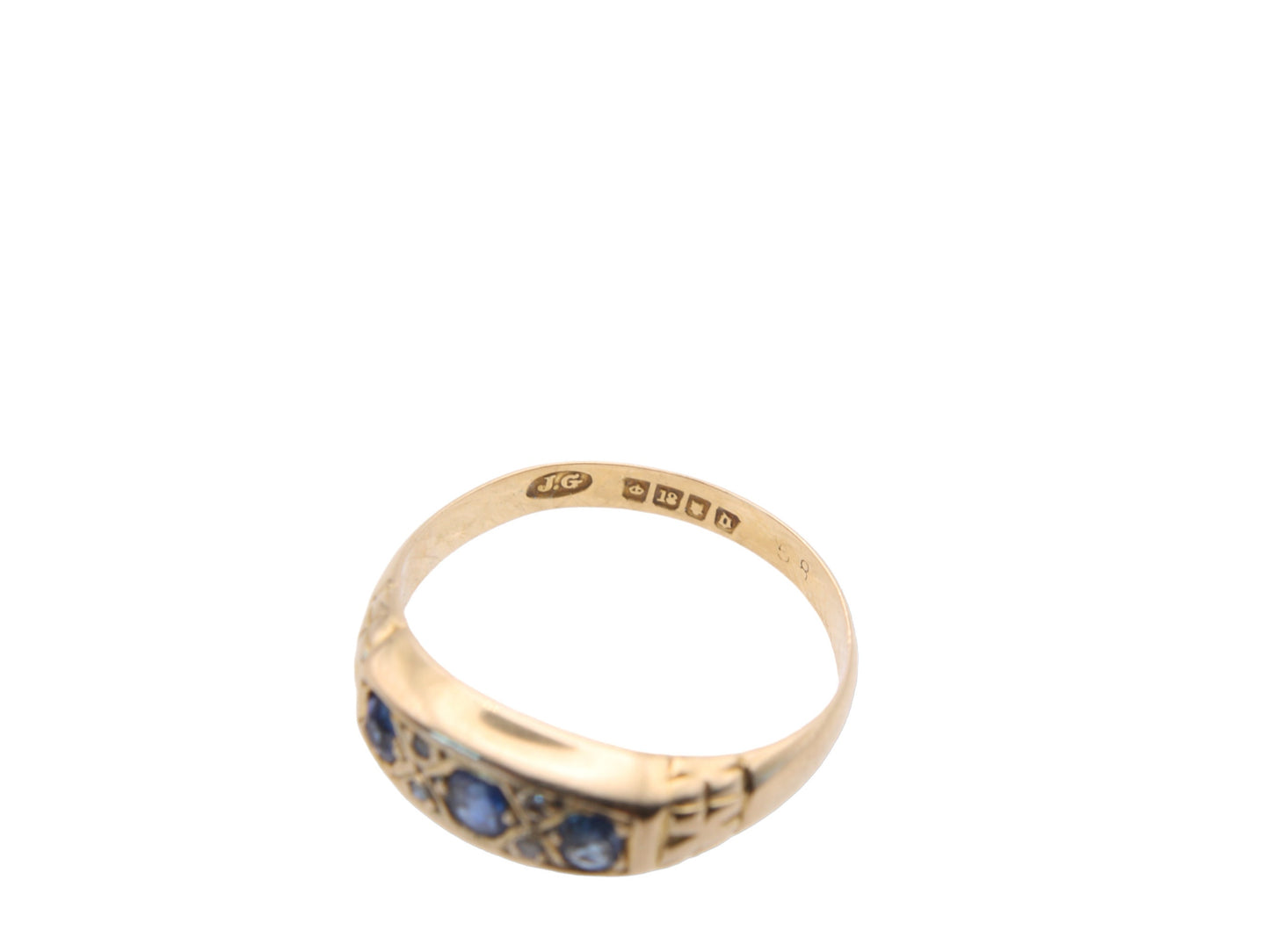 Antique 18ct Gold Sapphire & Diamond Ring - 1929