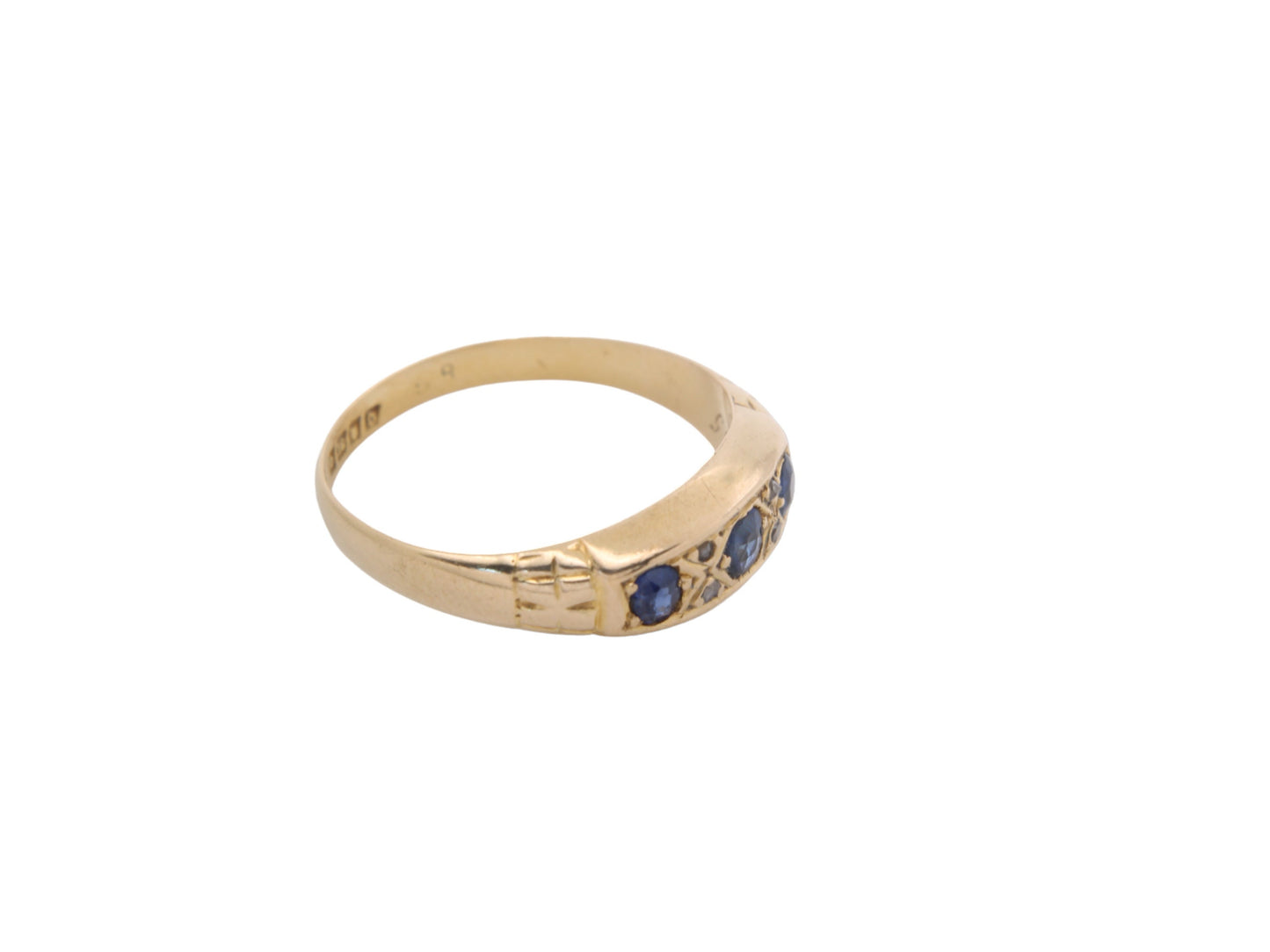 Antique-18ct-Gold-Sapphire-&-Diamond-Ring---1929