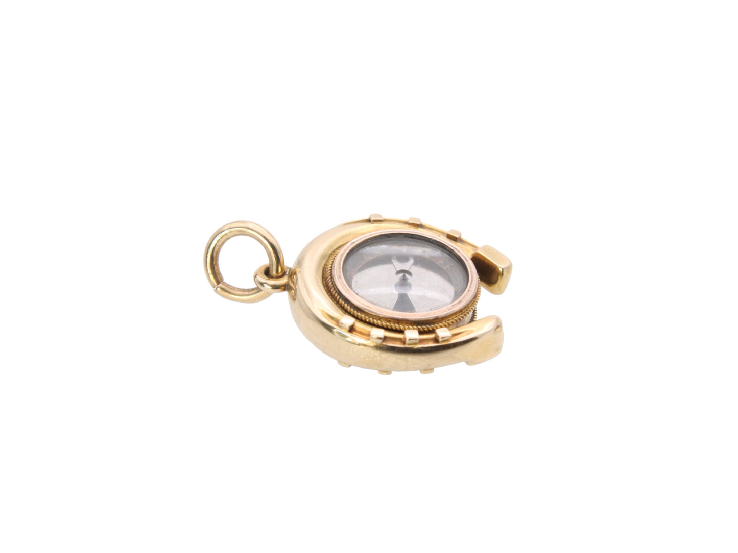 Antique Victorian 15ct Gold Compass Horseshoe Pendant