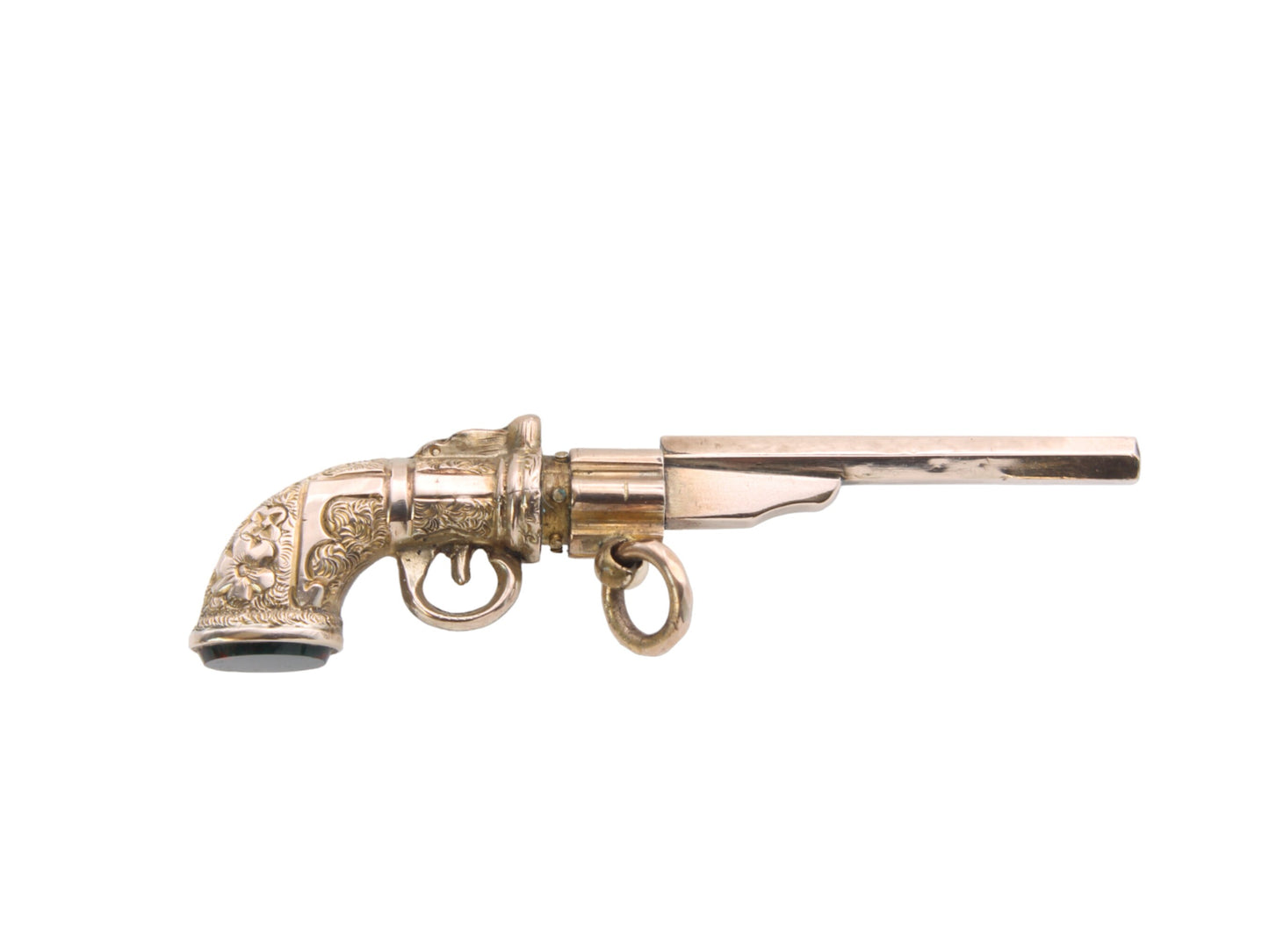 Antique 9ct Gold Revolver Gun Watch Key Pendant