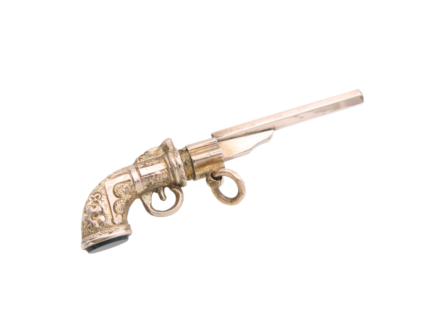 Antique 9ct Gold Revolver Gun Watch Key Pendant