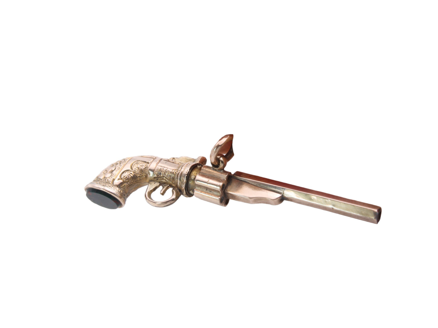 Antique 9ct Gold Revolver Gun Watch Key Pendant