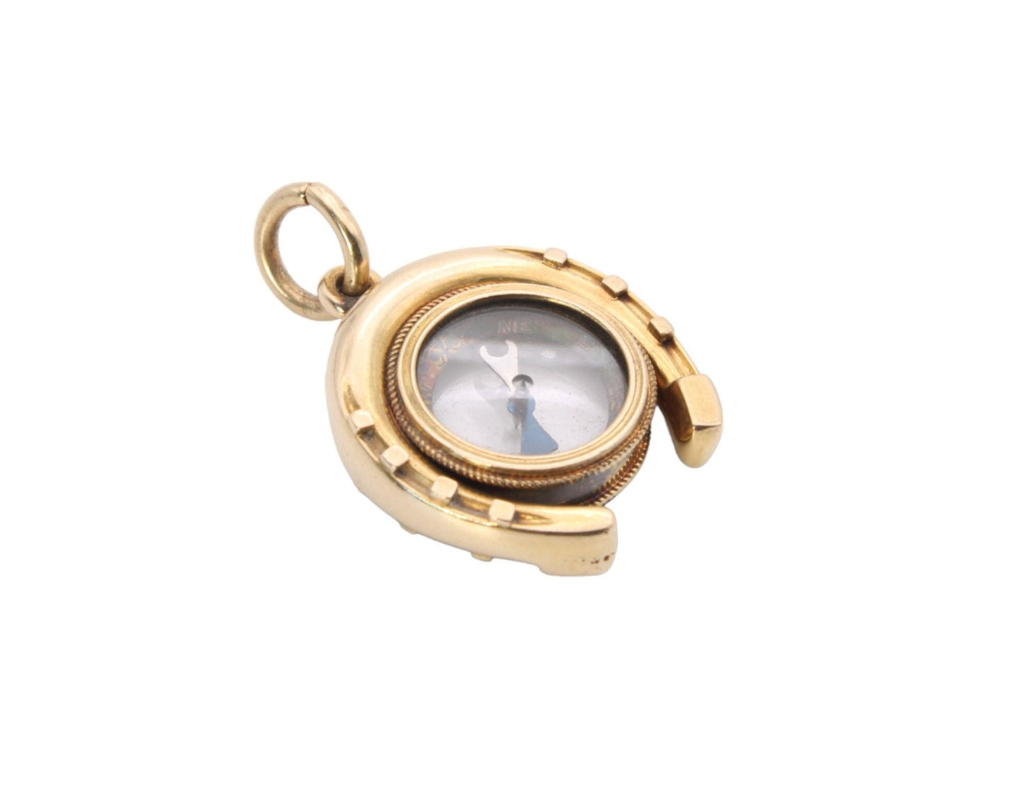 Antique Victorian 15ct Gold Compass Horseshoe Pendant