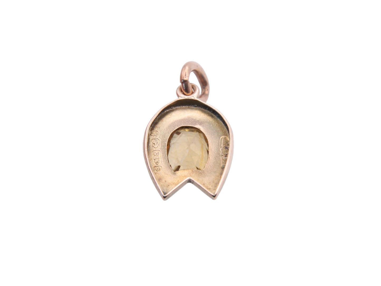 Antique 9ct Gold Lucky Horseshoe Citrine Pendant Charm, 1893