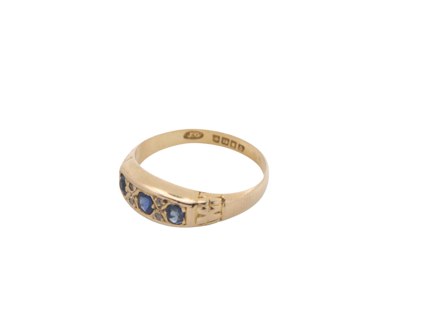 Antique 18ct Gold Sapphire & Diamond Ring - 1929