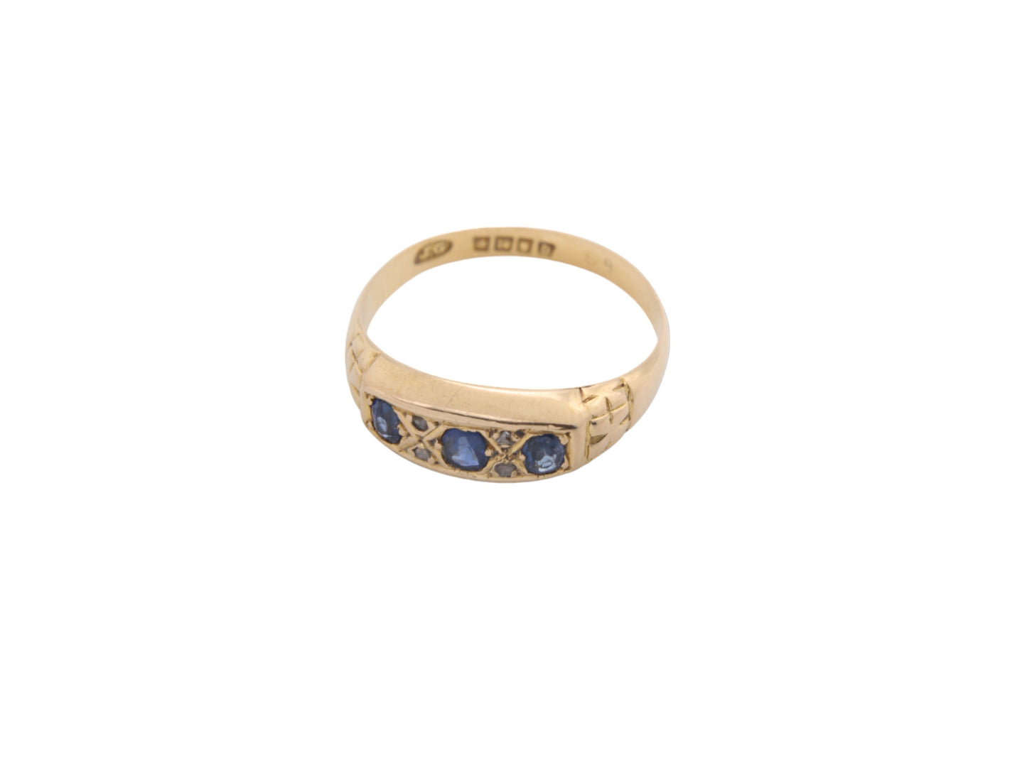 Antique 18ct Gold Sapphire & Diamond Ring - 1929