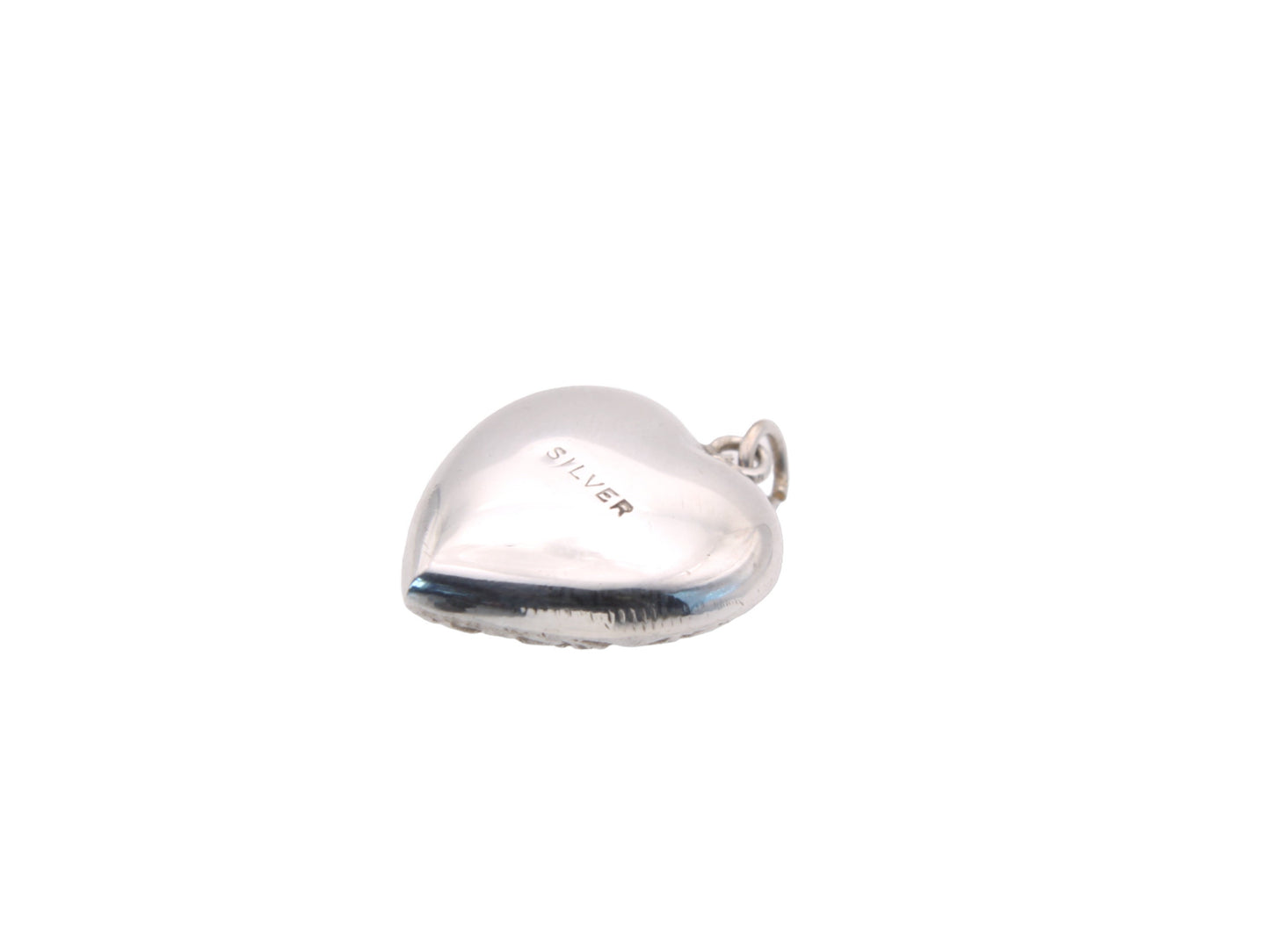 Art Deco Sterling Silver Puffy Heart Pendant